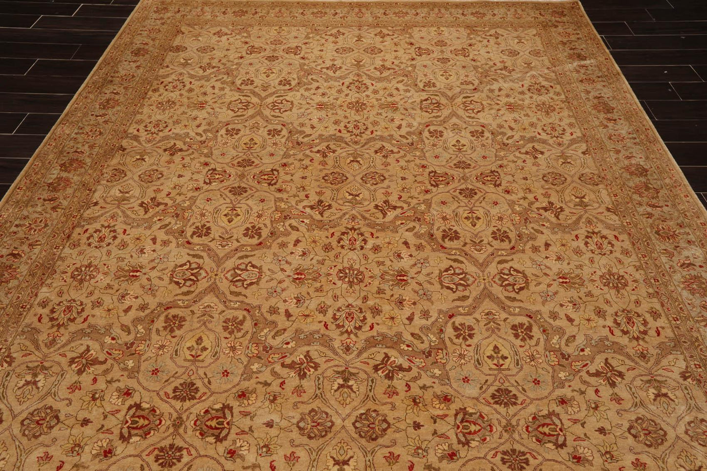 Hand Knotted Wool 16/18 Pak Persian 300 KPSI Oriental Area Rug Tan 7'10" x 9'9"-4
