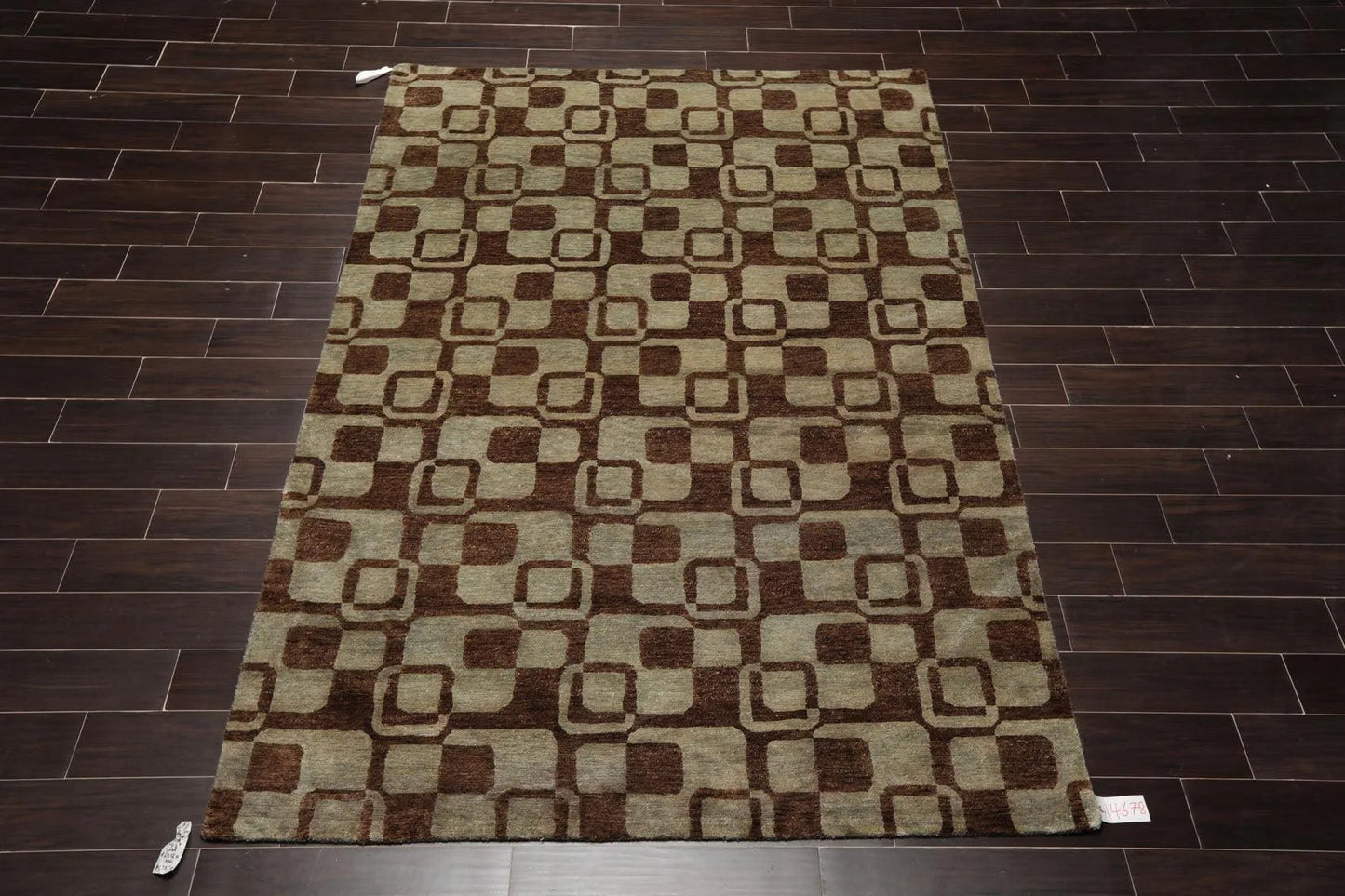 5'10'' x 8'10'' Hand Knotted Tibetan Wool Graphic Oriental Area Rug Aqua-1