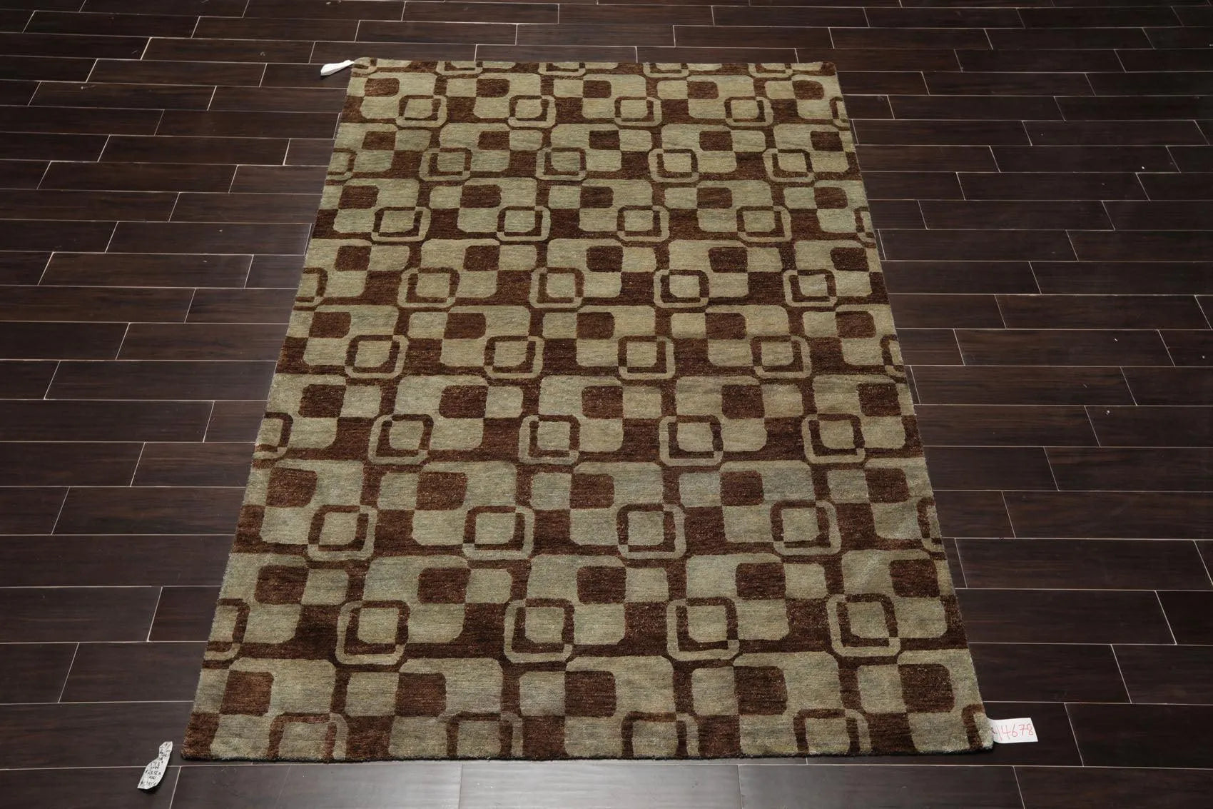 5'10'' x 8'10'' Hand Knotted Tibetan Wool Graphic Oriental Area Rug Aqua-1