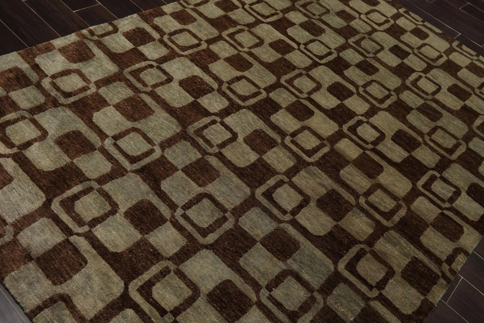 5'10'' x 8'10'' Hand Knotted Tibetan Wool Graphic Oriental Area Rug Aqua-3