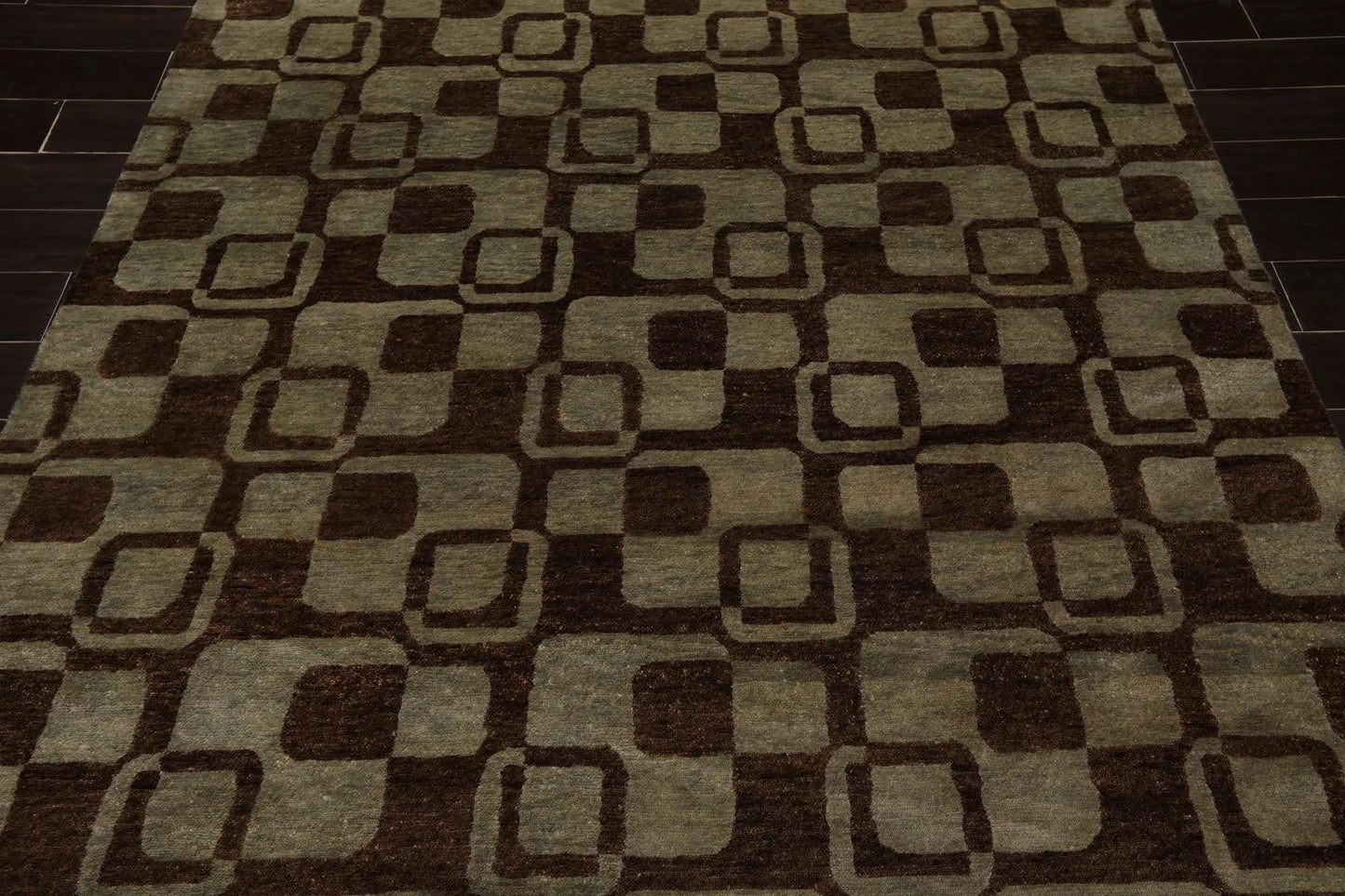 5'10'' x 8'10'' Hand Knotted Tibetan Wool Graphic Oriental Area Rug Aqua-4