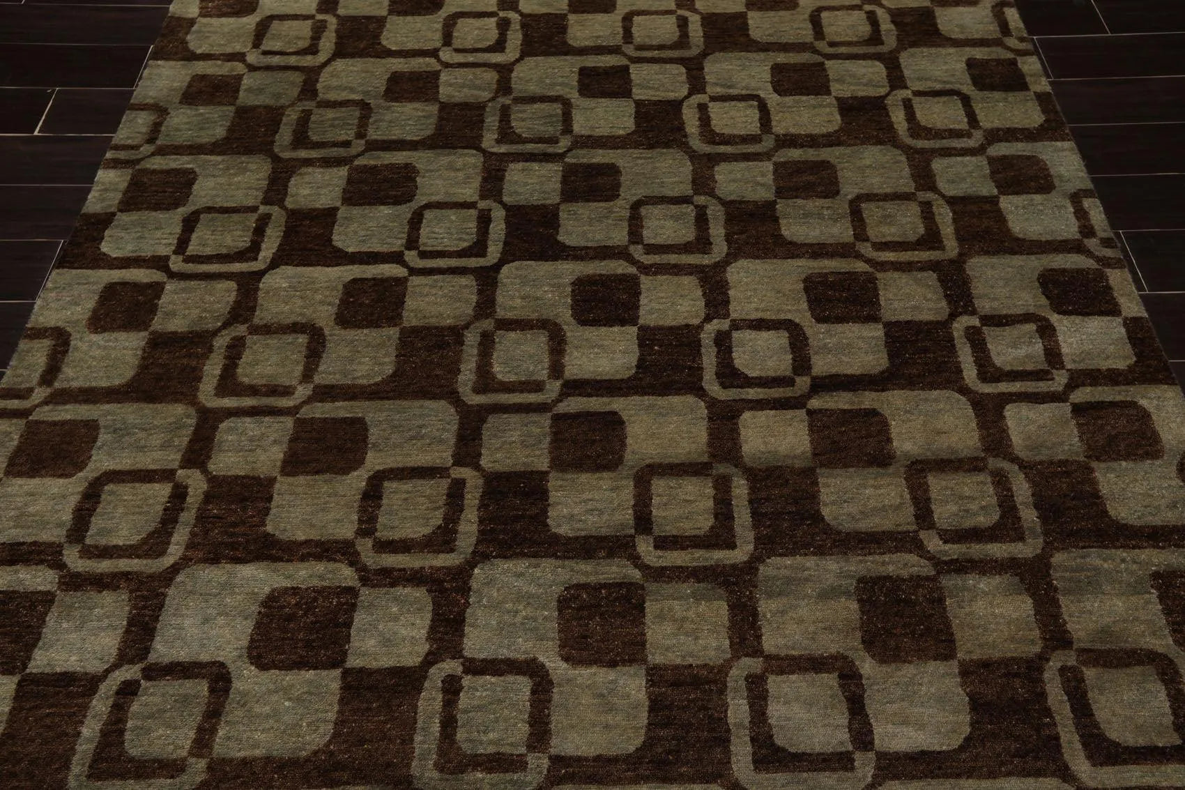 5'10'' x 8'10'' Hand Knotted Tibetan Wool Graphic Oriental Area Rug Aqua-4