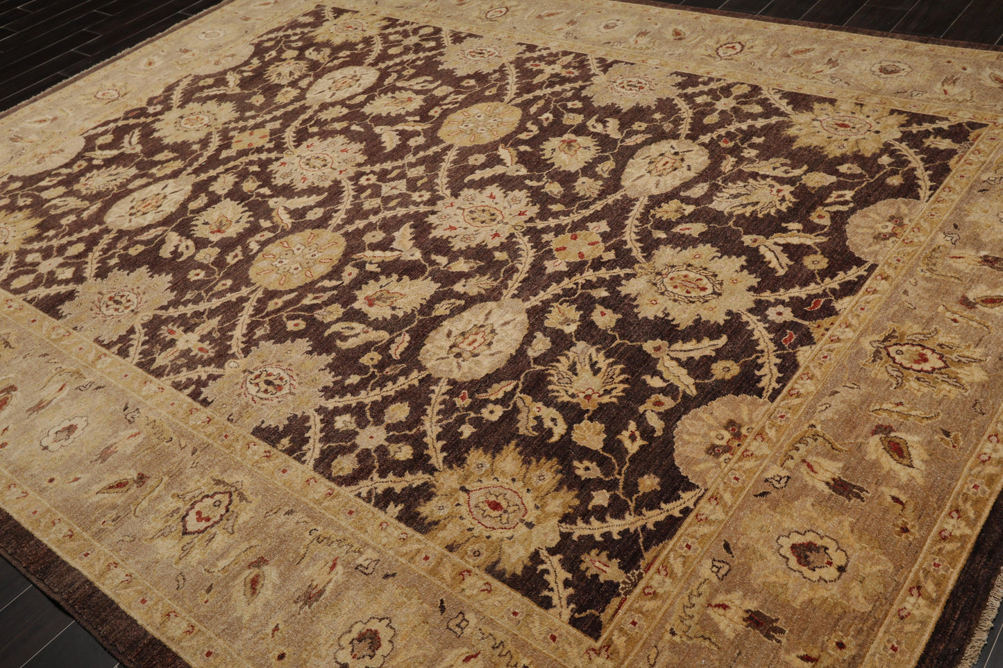 8'9" x 11'6" Hand Knotted 100% Wool Stone Wash Peshawar Oriental Area Rug Brown-2