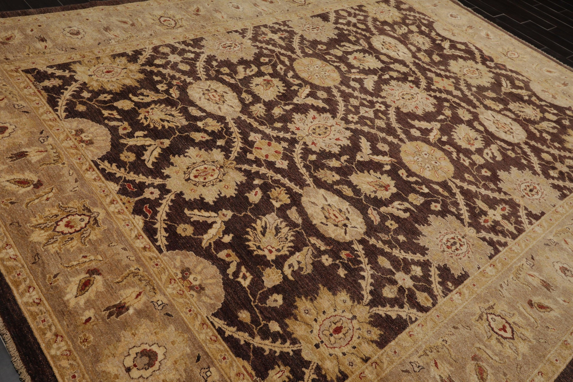 8'9" x 11'6" Hand Knotted 100% Wool Stone Wash Peshawar Oriental Area Rug Brown-3