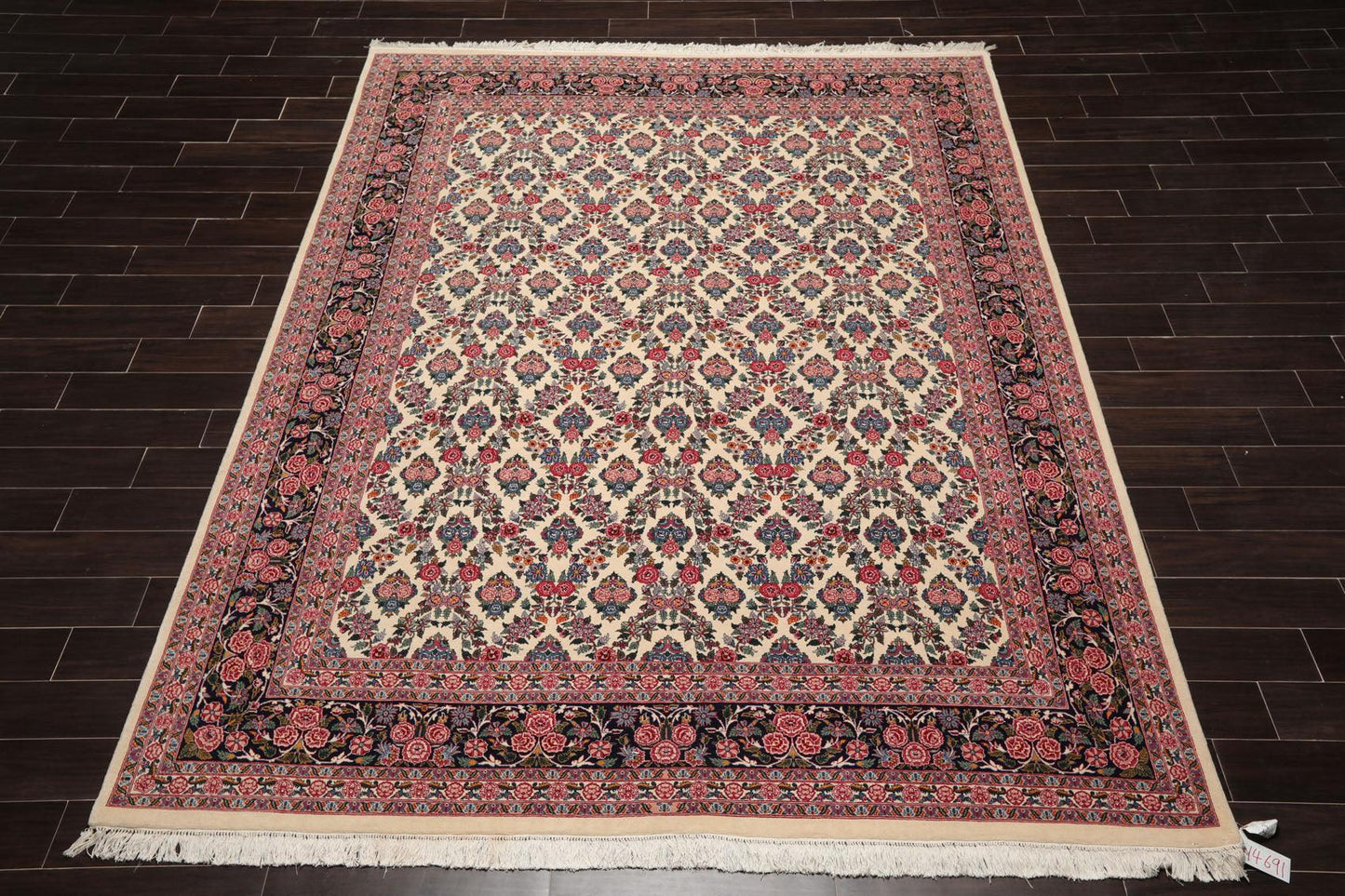 8'2" x 10'7" Hand Knotted Wool PakPersian 16/18 300 KPSI Oriental Area Rug Ivory-1