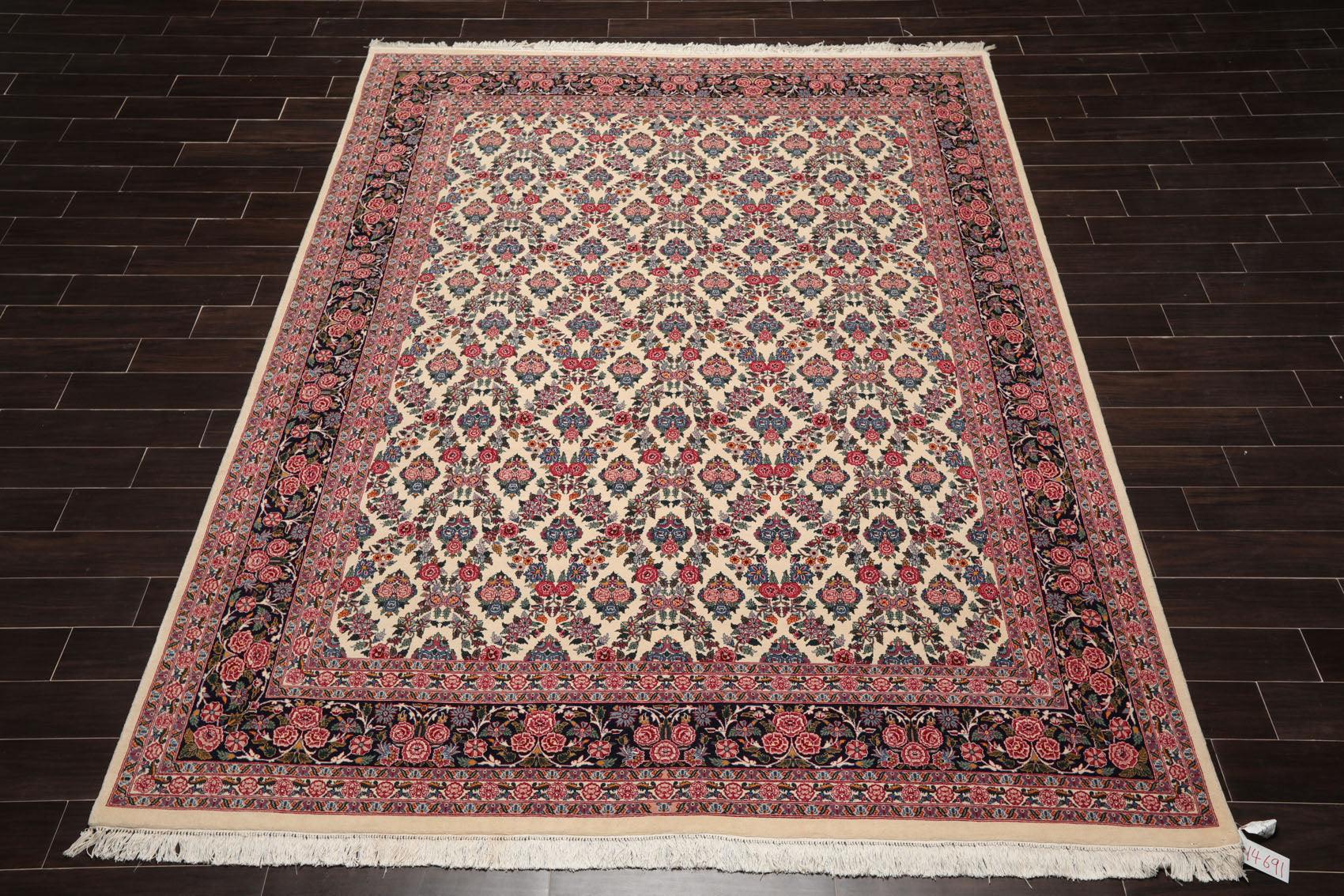 8'2" x 10'7" Hand Knotted Wool PakPersian 16/18 300 KPSI Oriental Area Rug Ivory-1