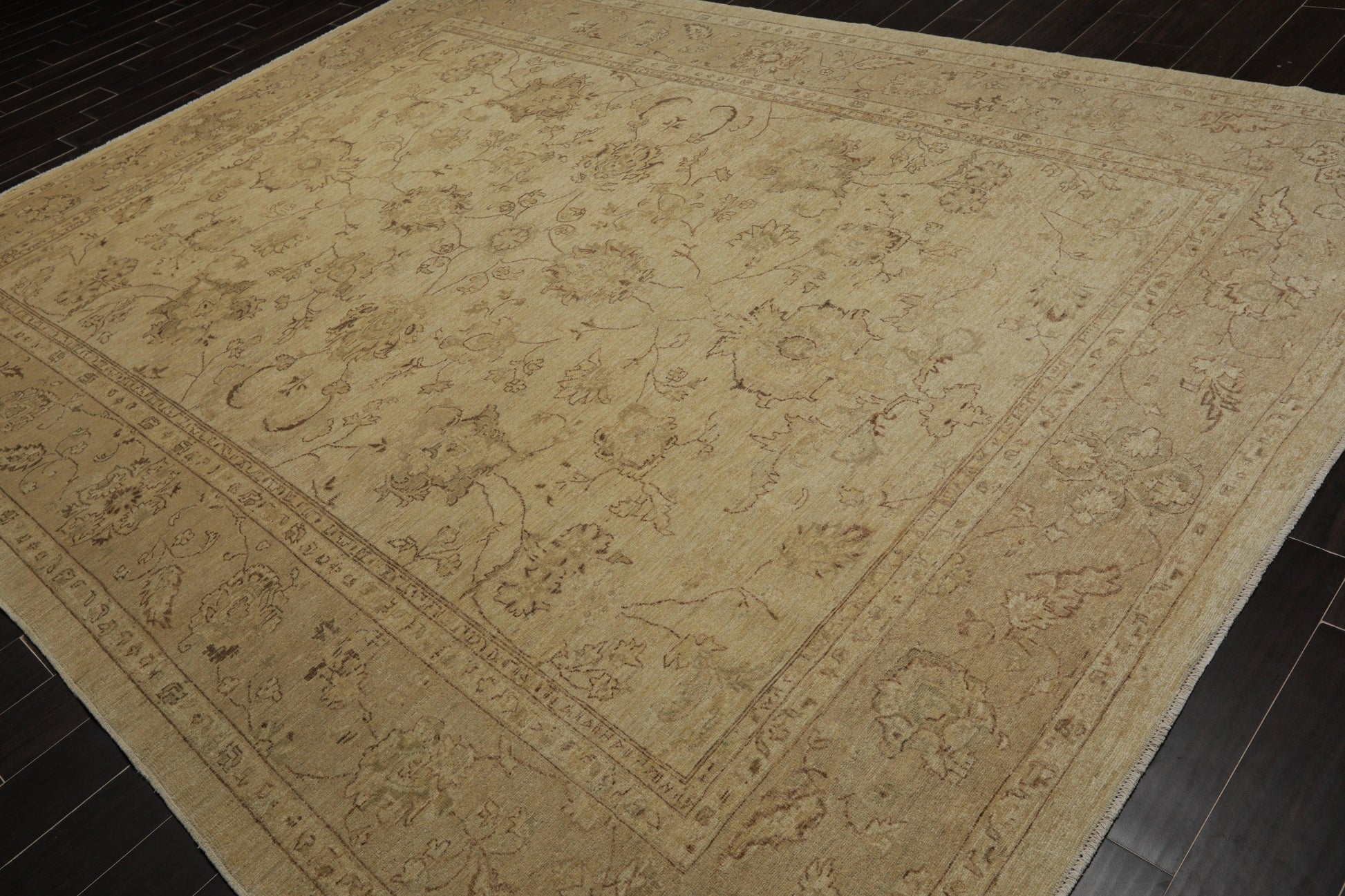 8'11"x 11'11" Hand Knotted Wool Stone Wash Peshawar Oriental Area Rug Warm Beige-2