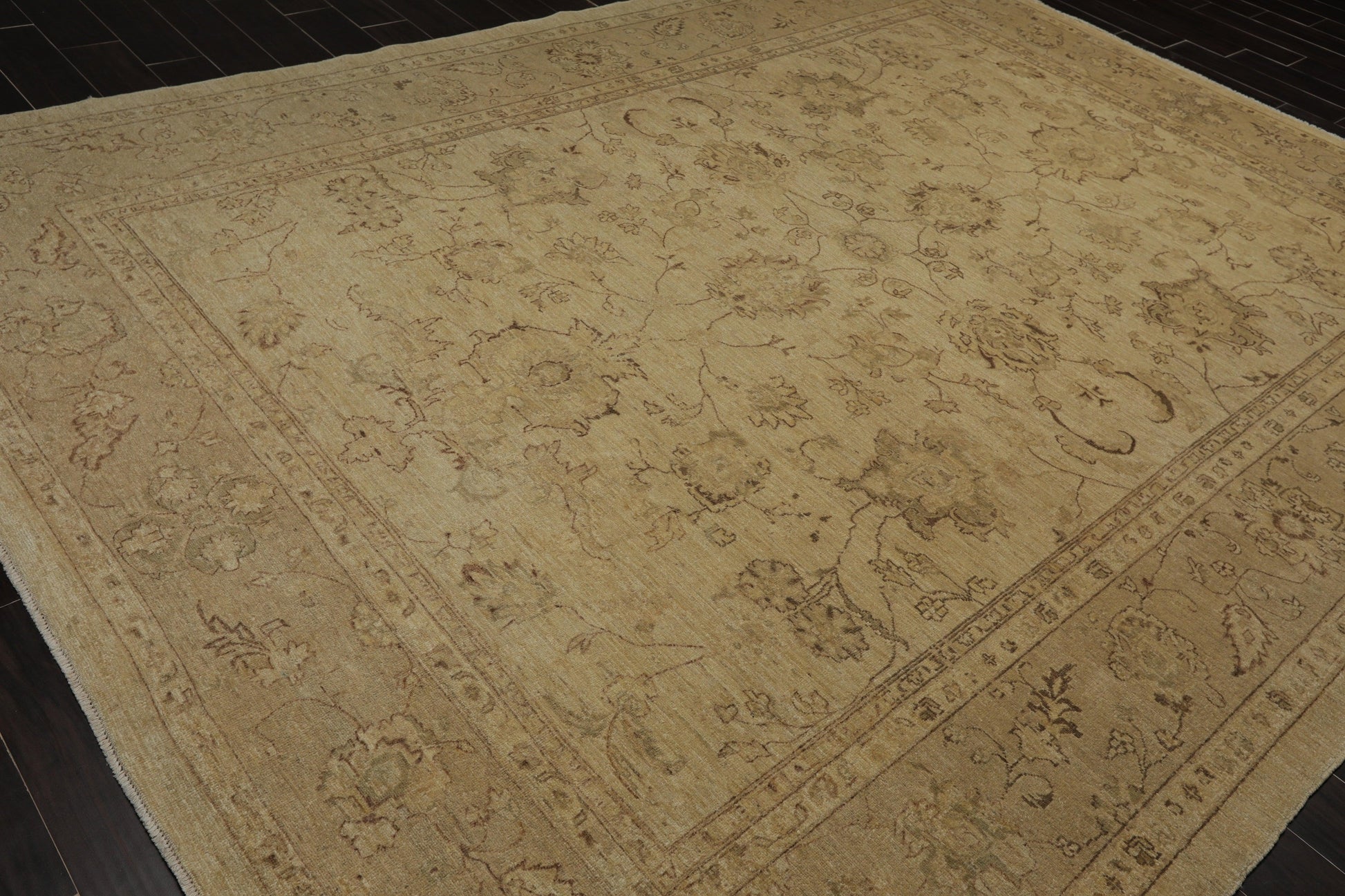 8'11"x 11'11" Hand Knotted Wool Stone Wash Peshawar Oriental Area Rug Warm Beige-3