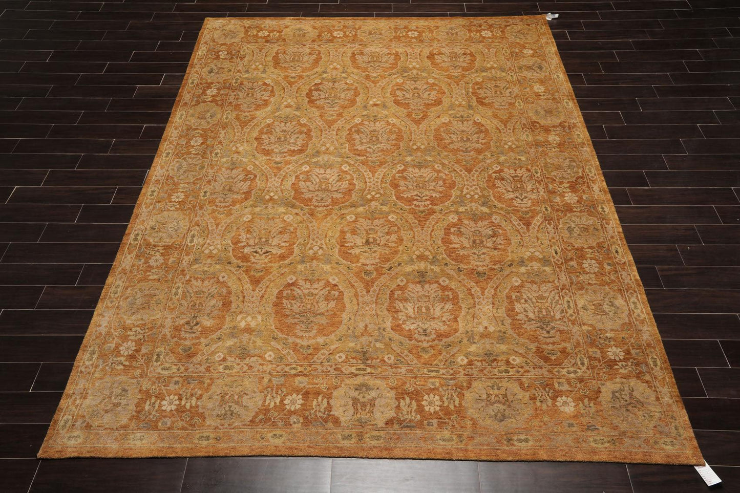 8'11'' x 11'9" Hand Knotted 100% Wool Damask Oriental Area Rug Gold-1