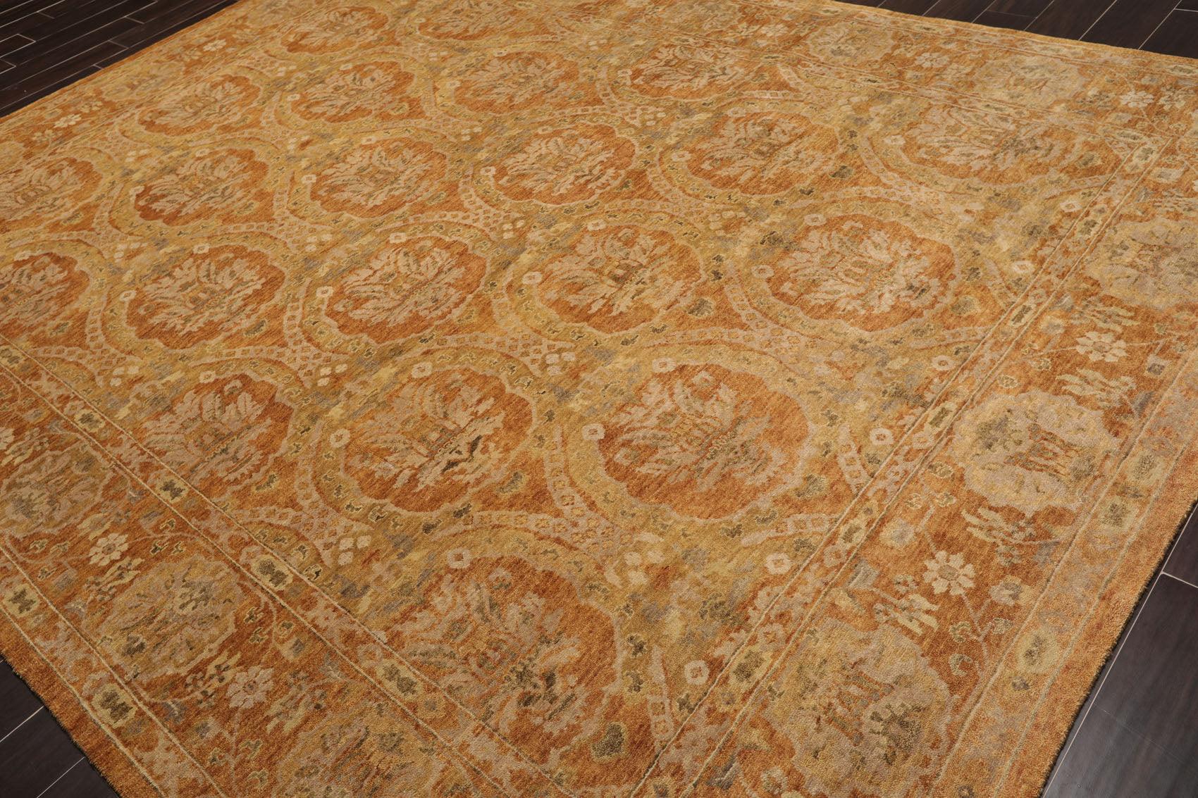 8'11'' x 11'9" Hand Knotted 100% Wool Damask Oriental Area Rug Gold-2
