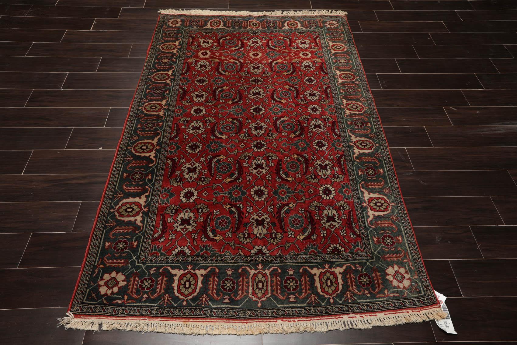4'4" x 6'8" Hand Knotted 100% Wool Rare Russian Shirwan Area Rug Antique Rose-1