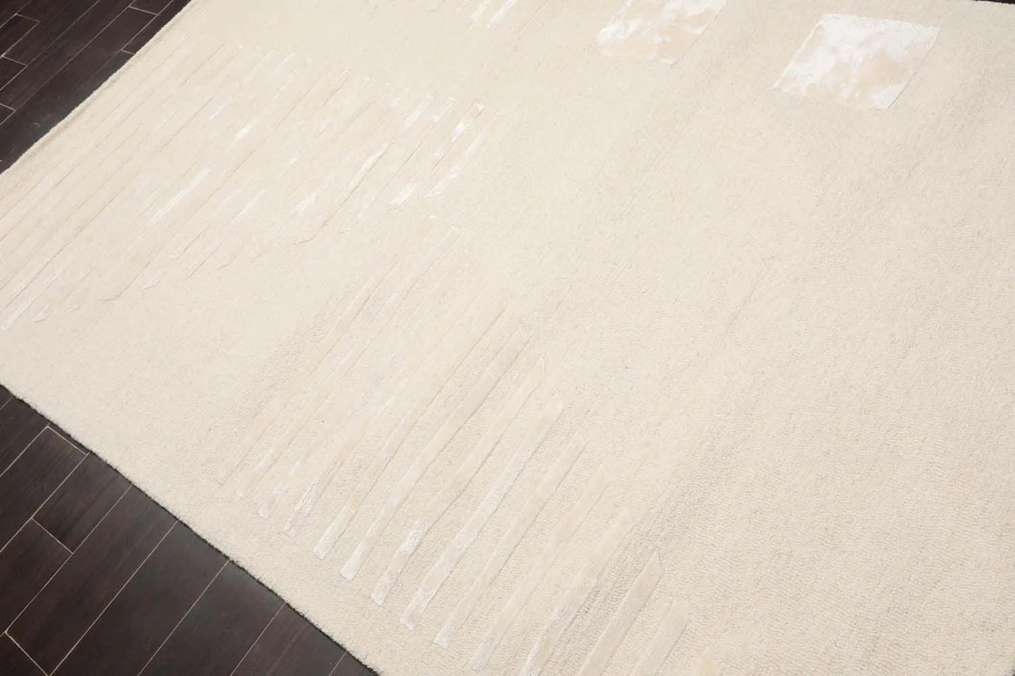 5' x8' Hand Tufted Hand Made Wool and Bamboo  Modern & Contemporary  Oriental Area Rug Tone On Tone,Ivory Color-3
