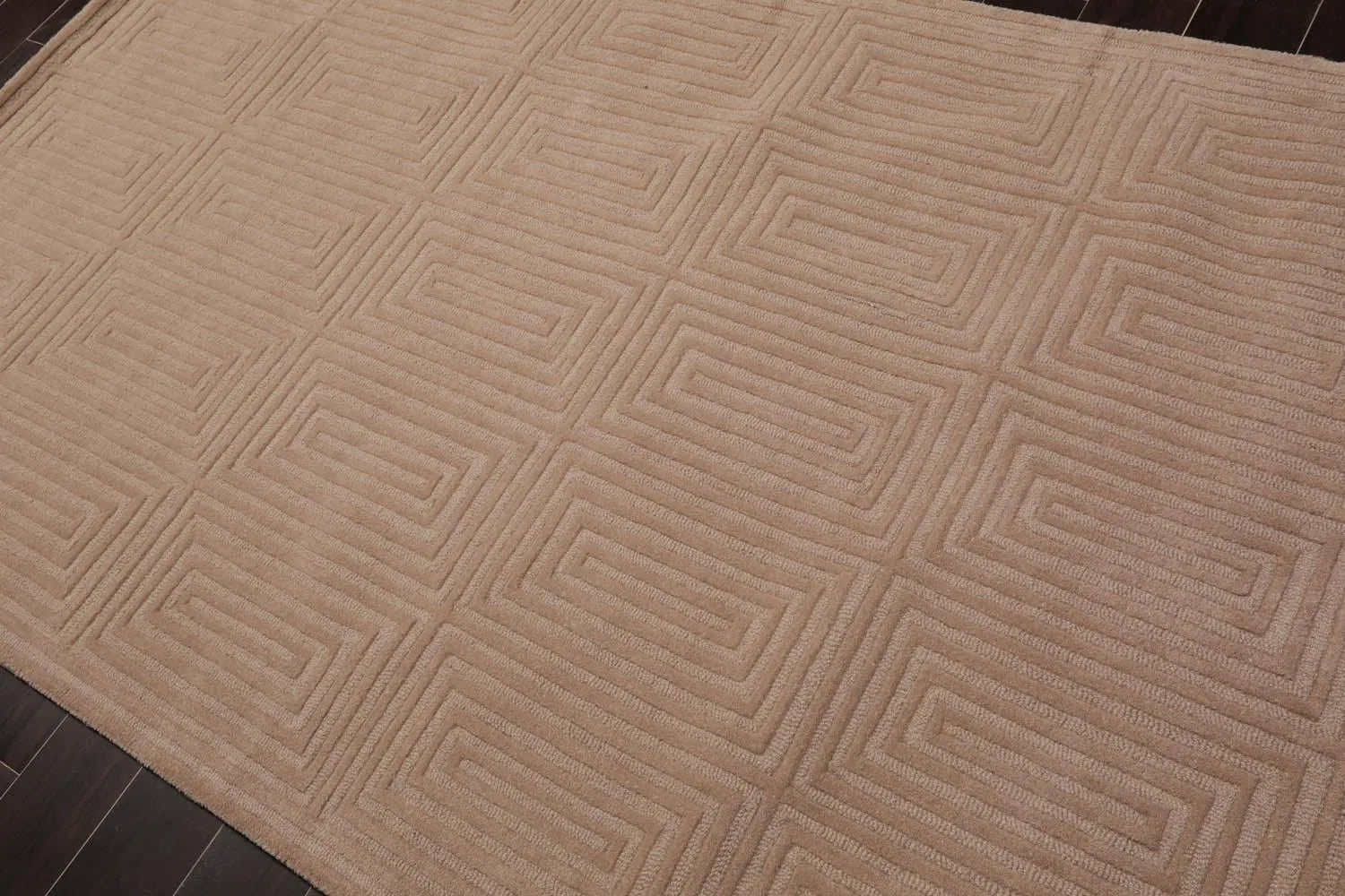 5' x8' Hand Tufted Hand Made 100% Wool  Modern & Contemporary  Oriental Area Rug Tone On Tone,Tan Color-3