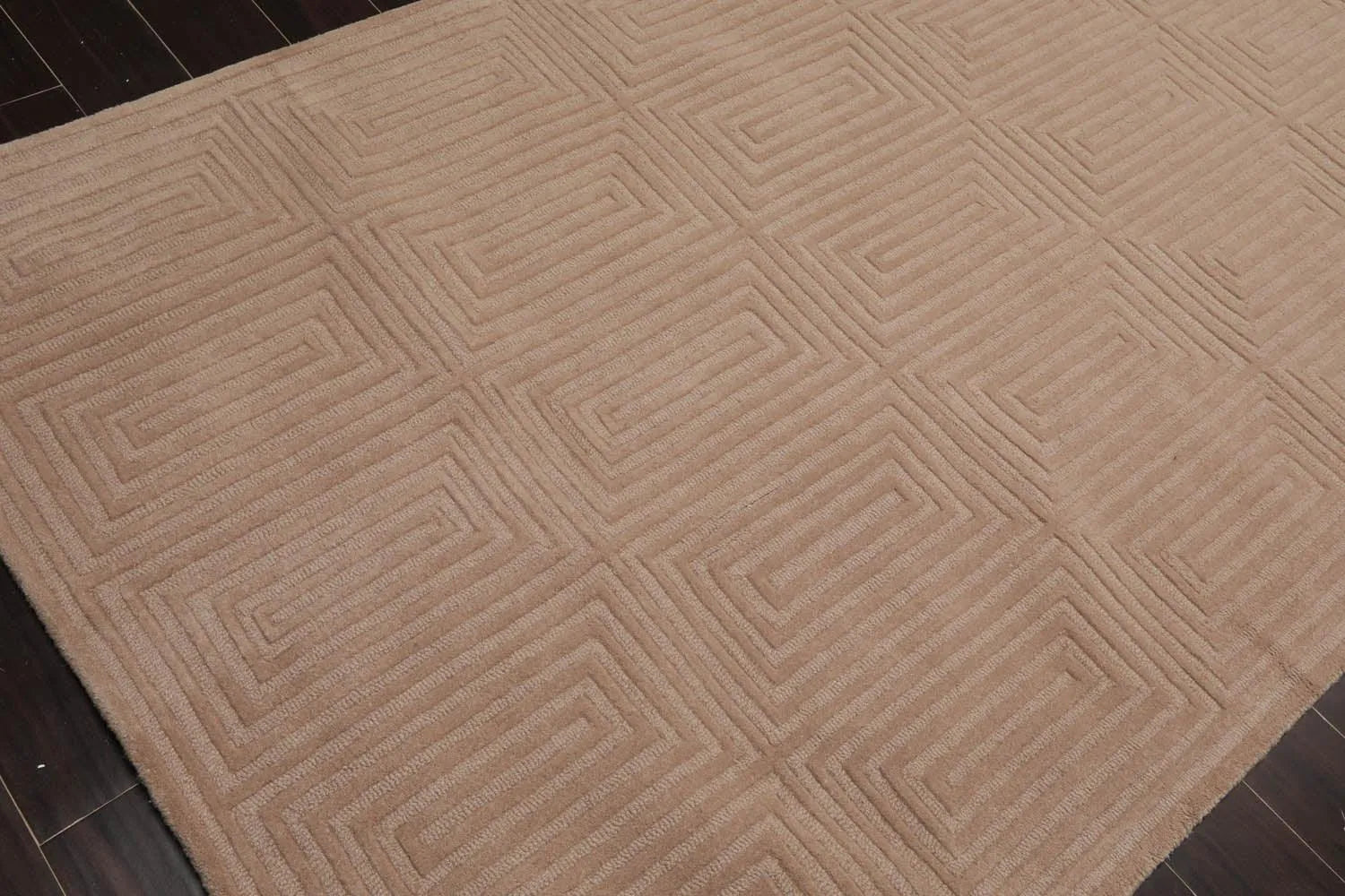 5' x8' Hand Tufted Hand Made 100% Wool  Modern & Contemporary  Oriental Area Rug Tone On Tone,Tan Color-4