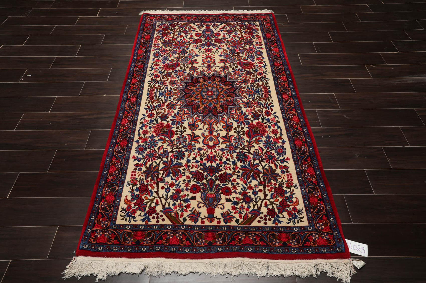 3'10" x 6'10" Authentic Hand Knotted 100% Wool Bidjar 300 KPSI Area Rug Ivory-1