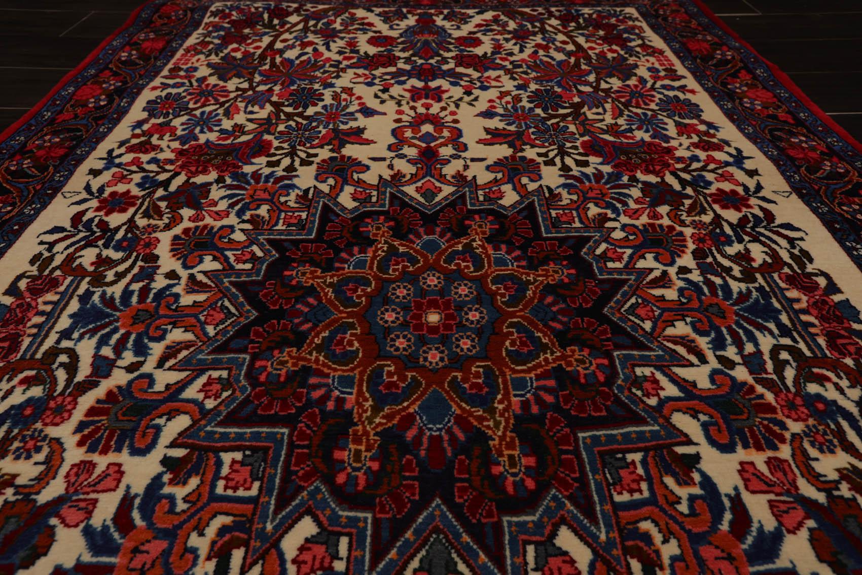 3'10" x 6'10" Authentic Hand Knotted 100% Wool Bidjar 300 KPSI Area Rug Ivory-4