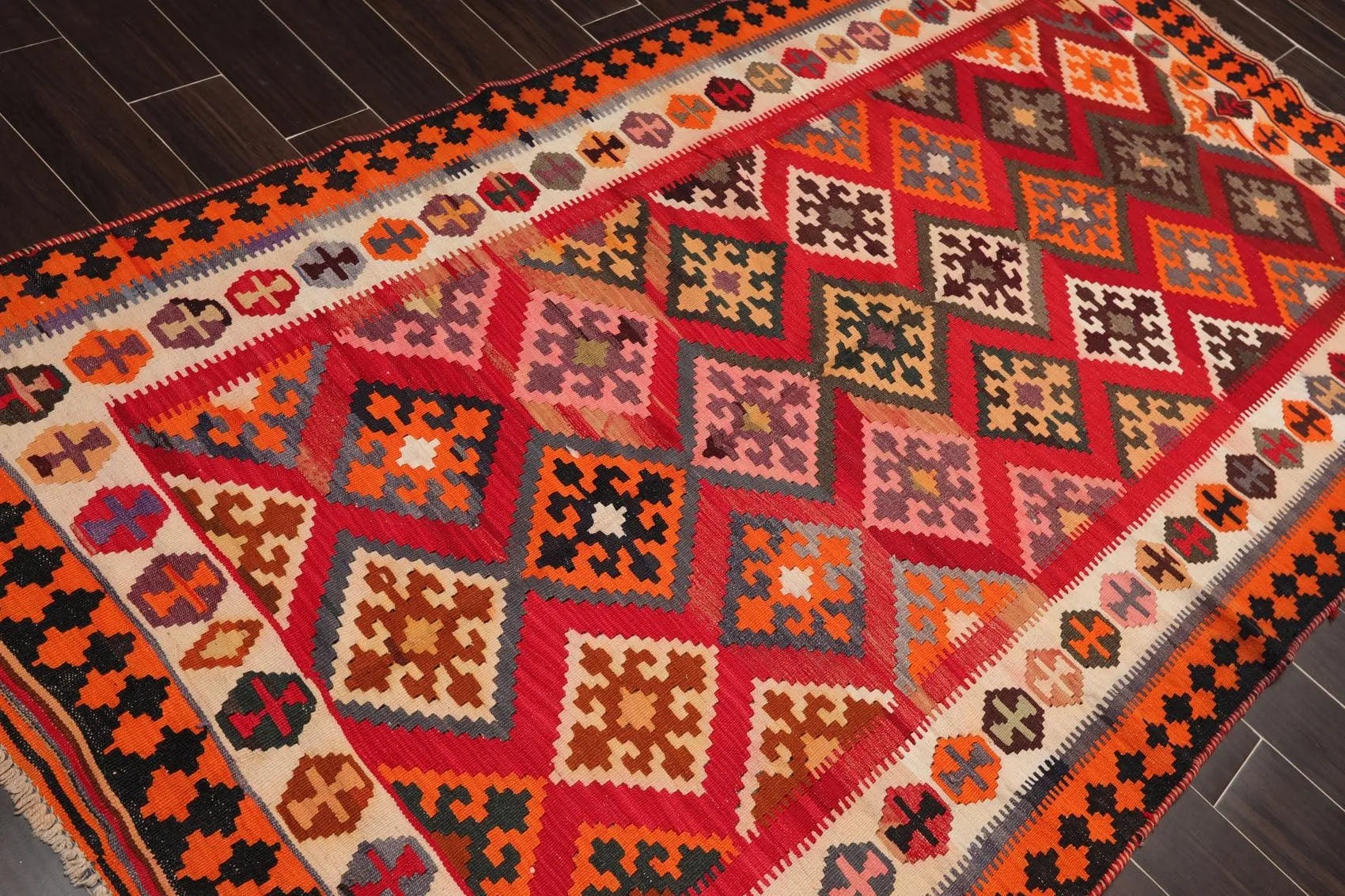 4' 8''x9' 5''Hand Woven Wool Oriental Area Persian Rug-3