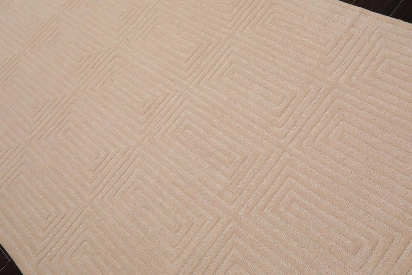 5' x8' Hand Tufted Hand Made 100% Wool Designer Modern & Contemporary  Oriental Area Rug Tone On Tone,Beige Color-3