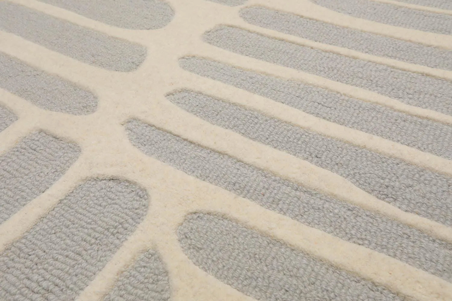 5' x8' Hand Tufted Hand Made 100% Wool Designer Modern & Contemporary  Oriental Area Rug Gray,Cream Color-4
