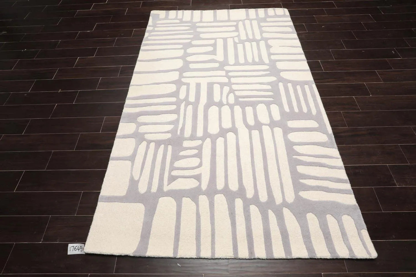 5' x8' Hand Tufted Hand Made 100% Wool Designer Modern & Contemporary  Oriental Area Rug Gray,Cream Color-2