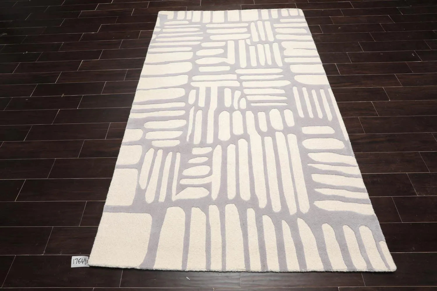 5' x8' Hand Tufted Hand Made 100% Wool Designer Modern & Contemporary  Oriental Area Rug Gray,Cream Color-2