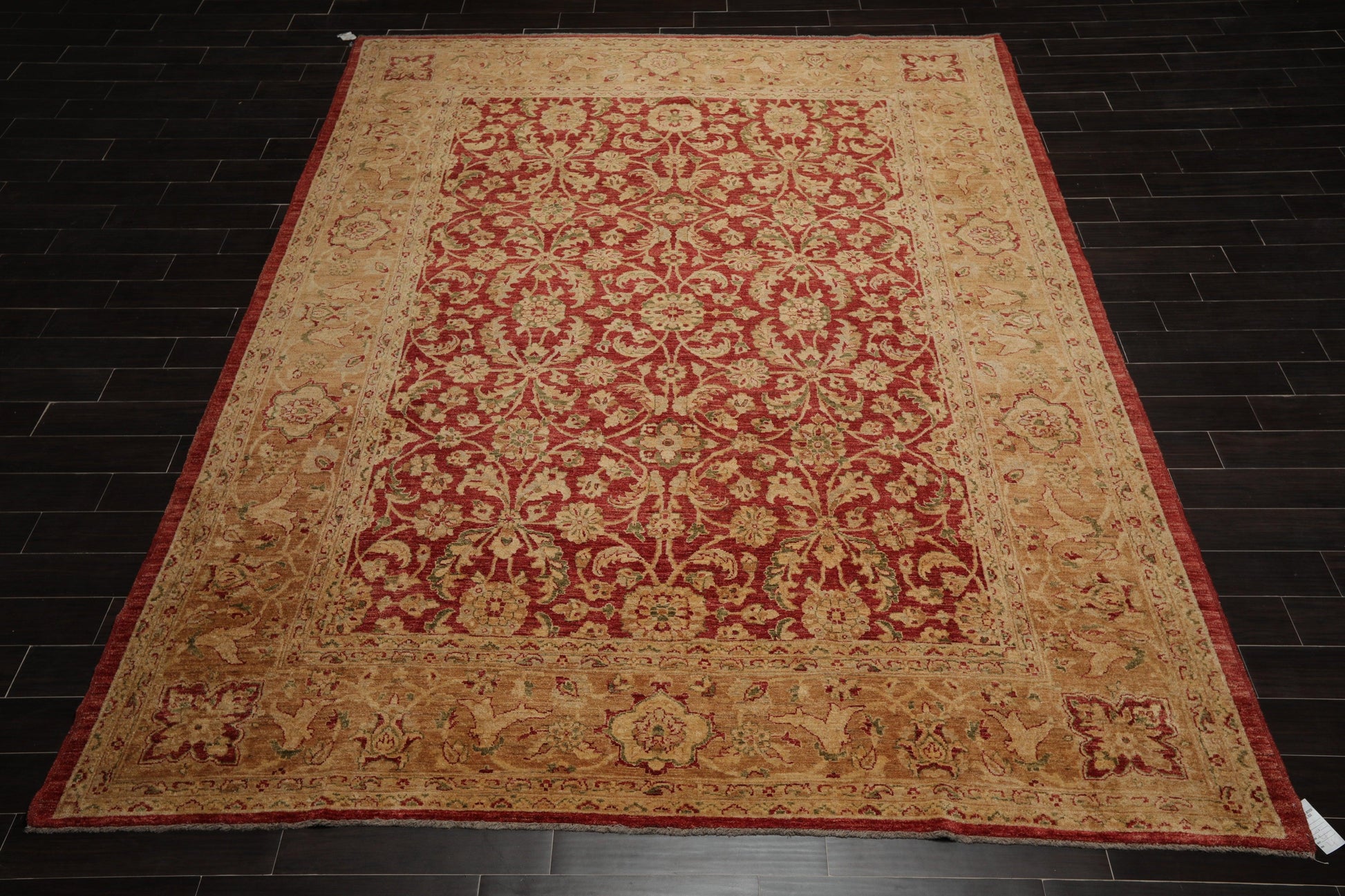 9'2" x 12' Hand Knotted Peshawar Stone wash Vegetable dyes Area Rug Rusty Red-1
