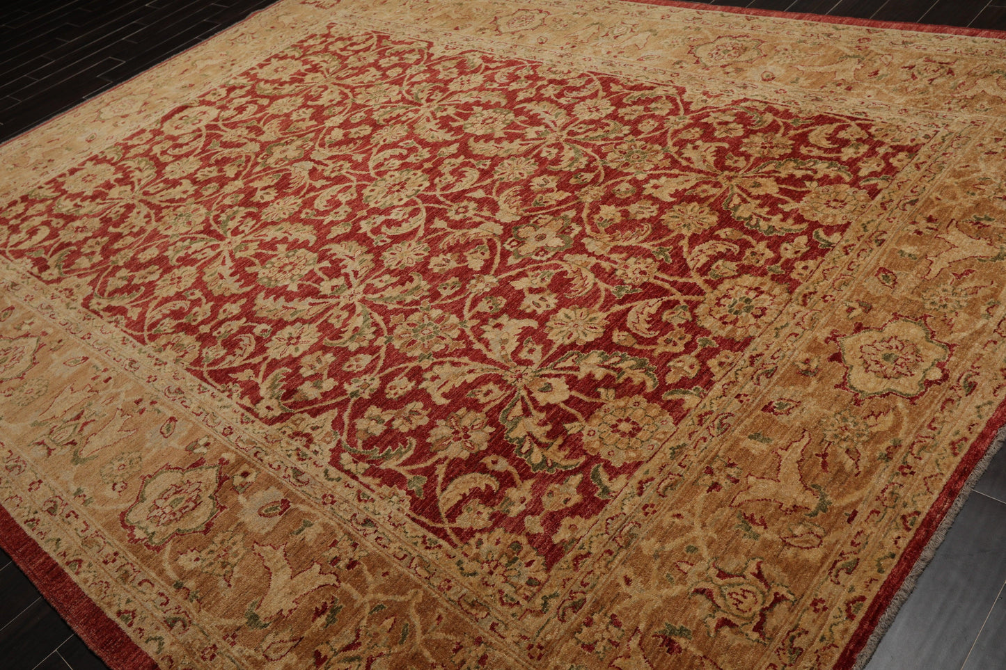 9'2" x 12' Hand Knotted Peshawar Stone wash Vegetable dyes Area Rug Rusty Red-2