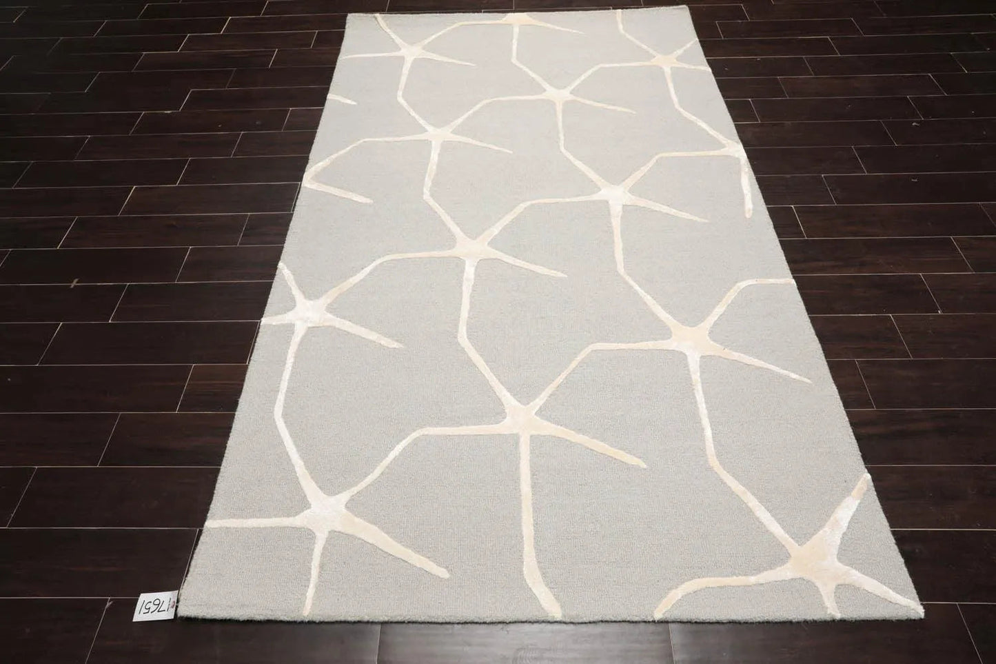 5' x8' Hand Tufted Hand Made 100% Wool Designer Modern & Contemporary  Oriental Area Rug Gray,Ivory Color-2