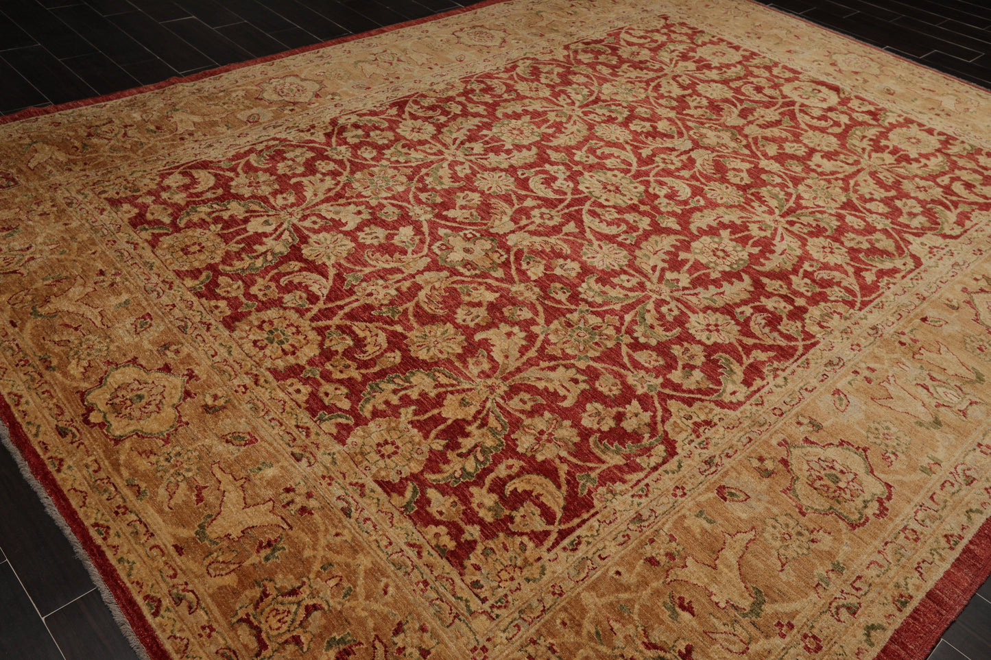 9'2" x 12' Hand Knotted Peshawar Stone wash Vegetable dyes Area Rug Rusty Red-3