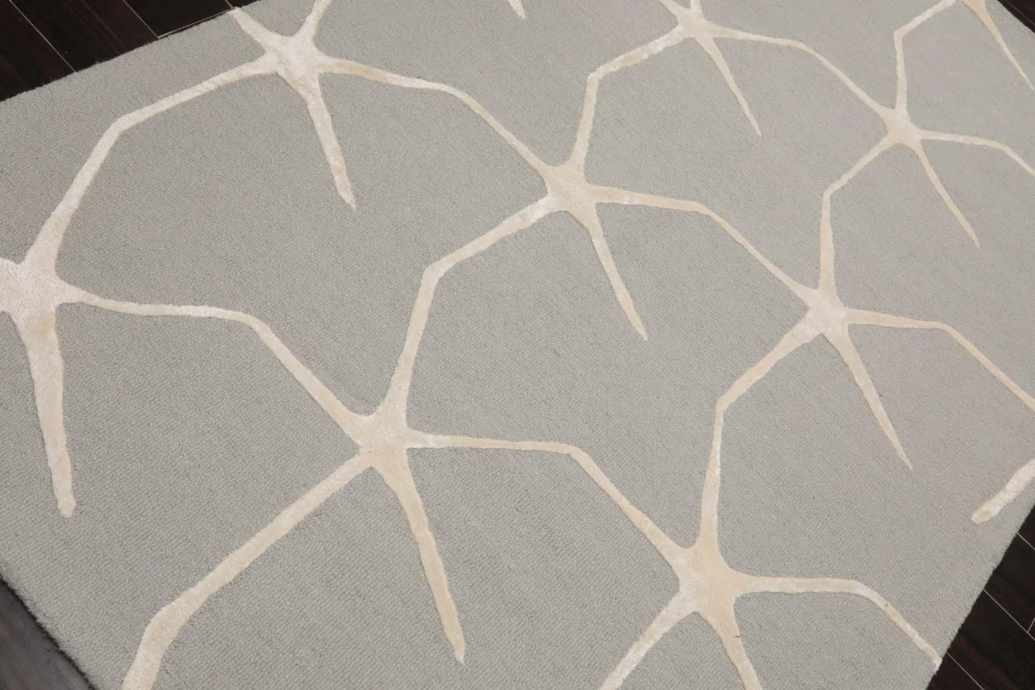 5' x8' Hand Tufted Hand Made 100% Wool Designer Modern & Contemporary  Oriental Area Rug Gray,Ivory Color-4