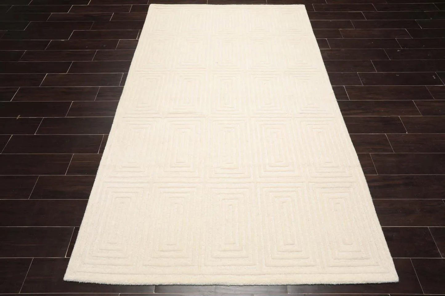 5' x8'Hand Tufted Hand Made 100% Wool Designer Traditional  Oriental Area Rug Tone On Tone,Ivory Color-2