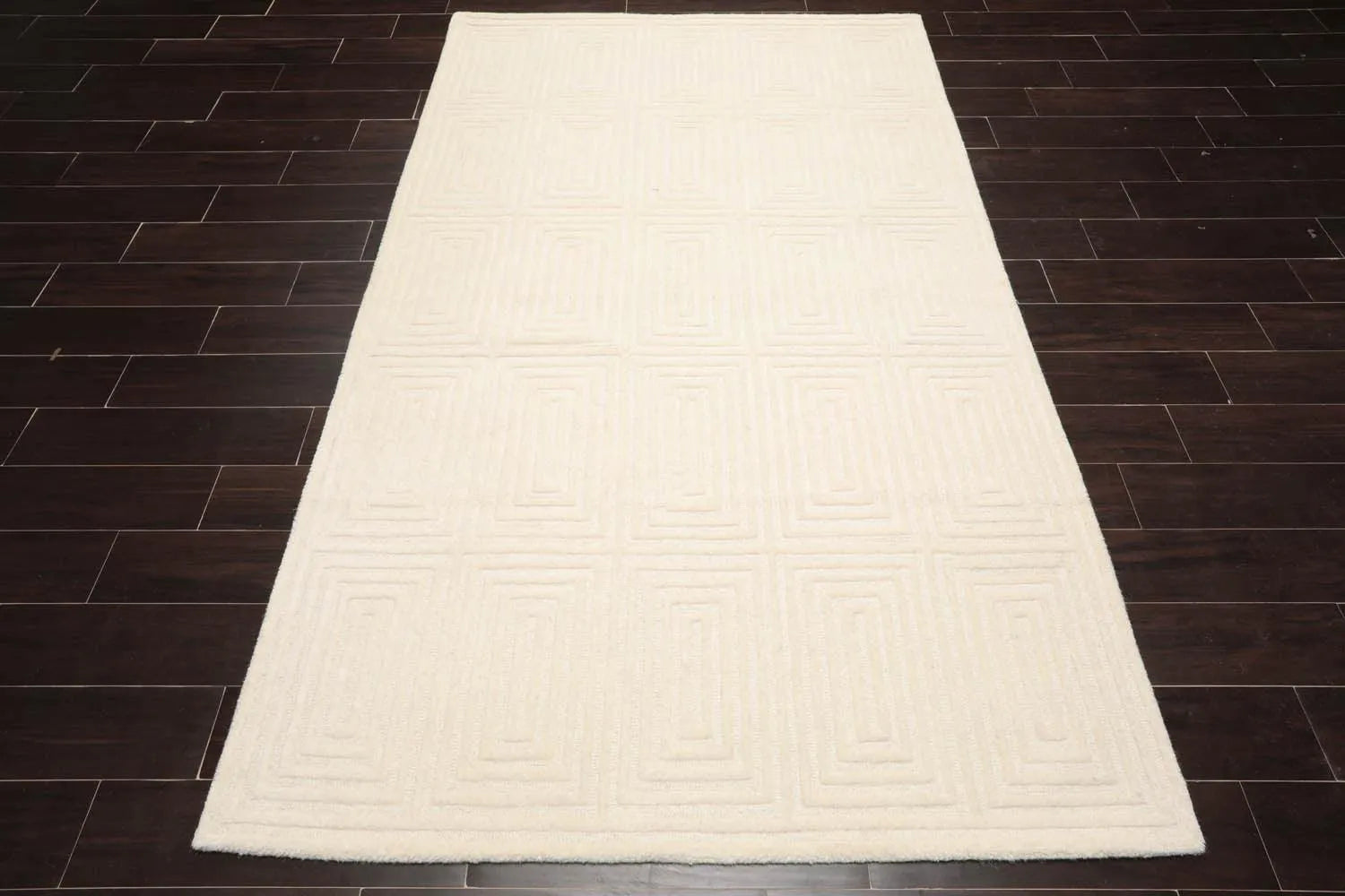 5' x8'Hand Tufted Hand Made 100% Wool Designer Traditional  Oriental Area Rug Tone On Tone,Ivory Color-2