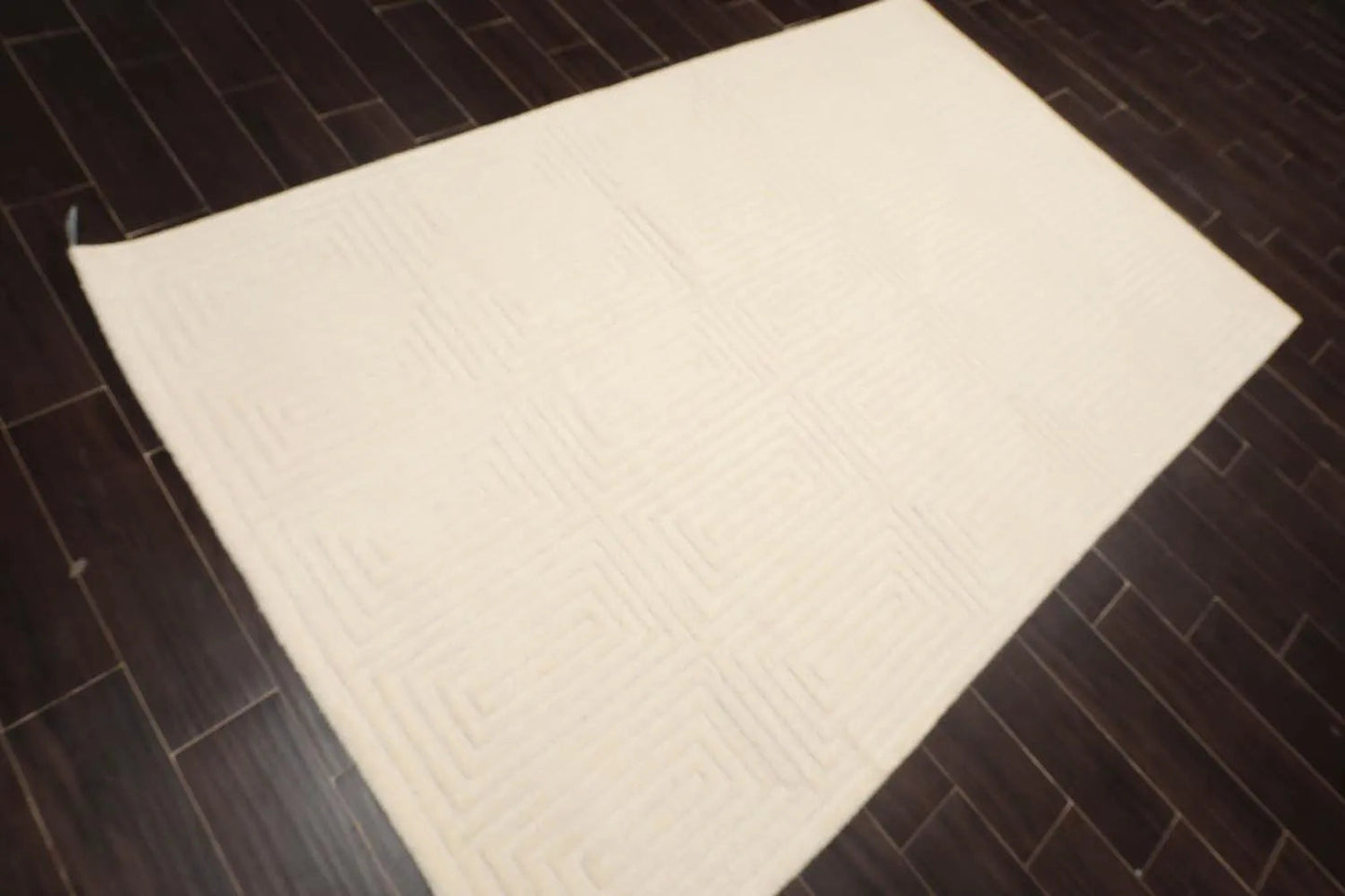 5' x8'Hand Tufted Hand Made 100% Wool Designer Traditional  Oriental Area Rug Tone On Tone,Ivory Color-3