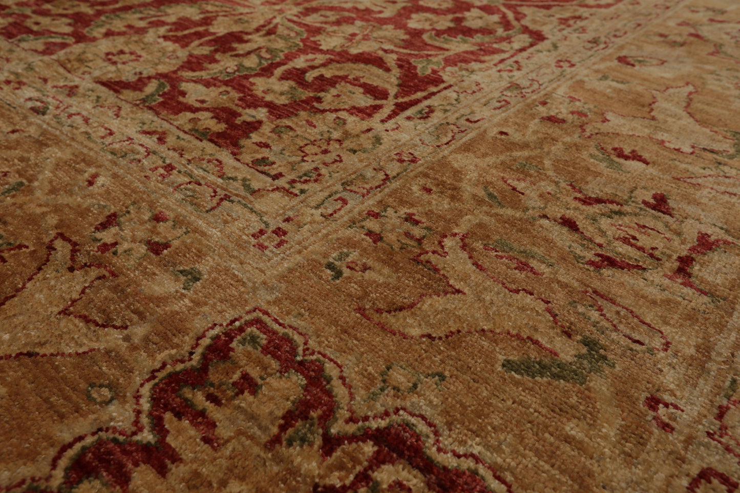 9'2" x 12' Hand Knotted Peshawar Stone wash Vegetable dyes Area Rug Rusty Red-4
