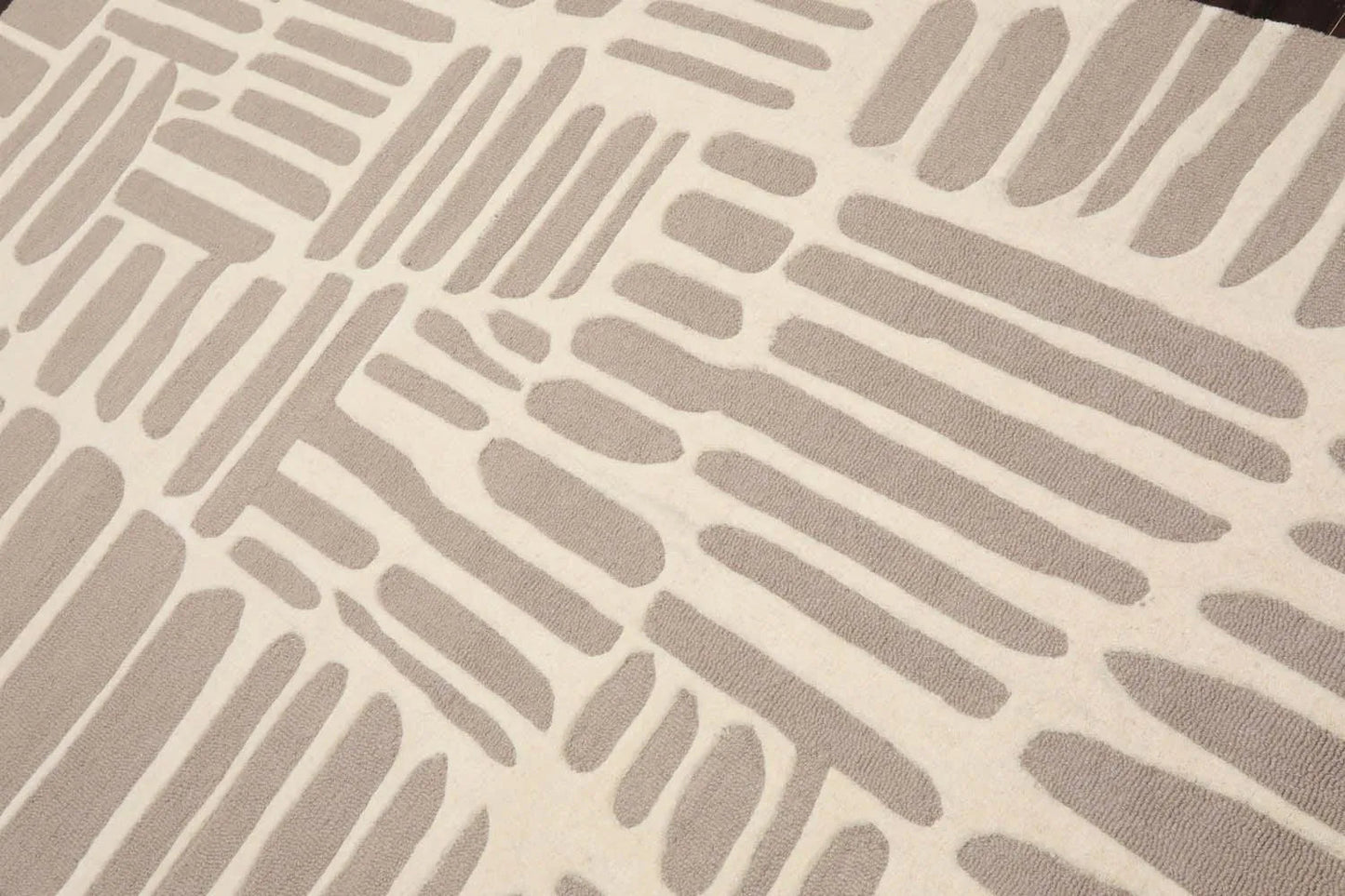 5' x8'' Hand Tufted Hand Made 100% Wool Designer Modern & Contemporary  Oriental Area Rug Taupe,Ivory Color-3