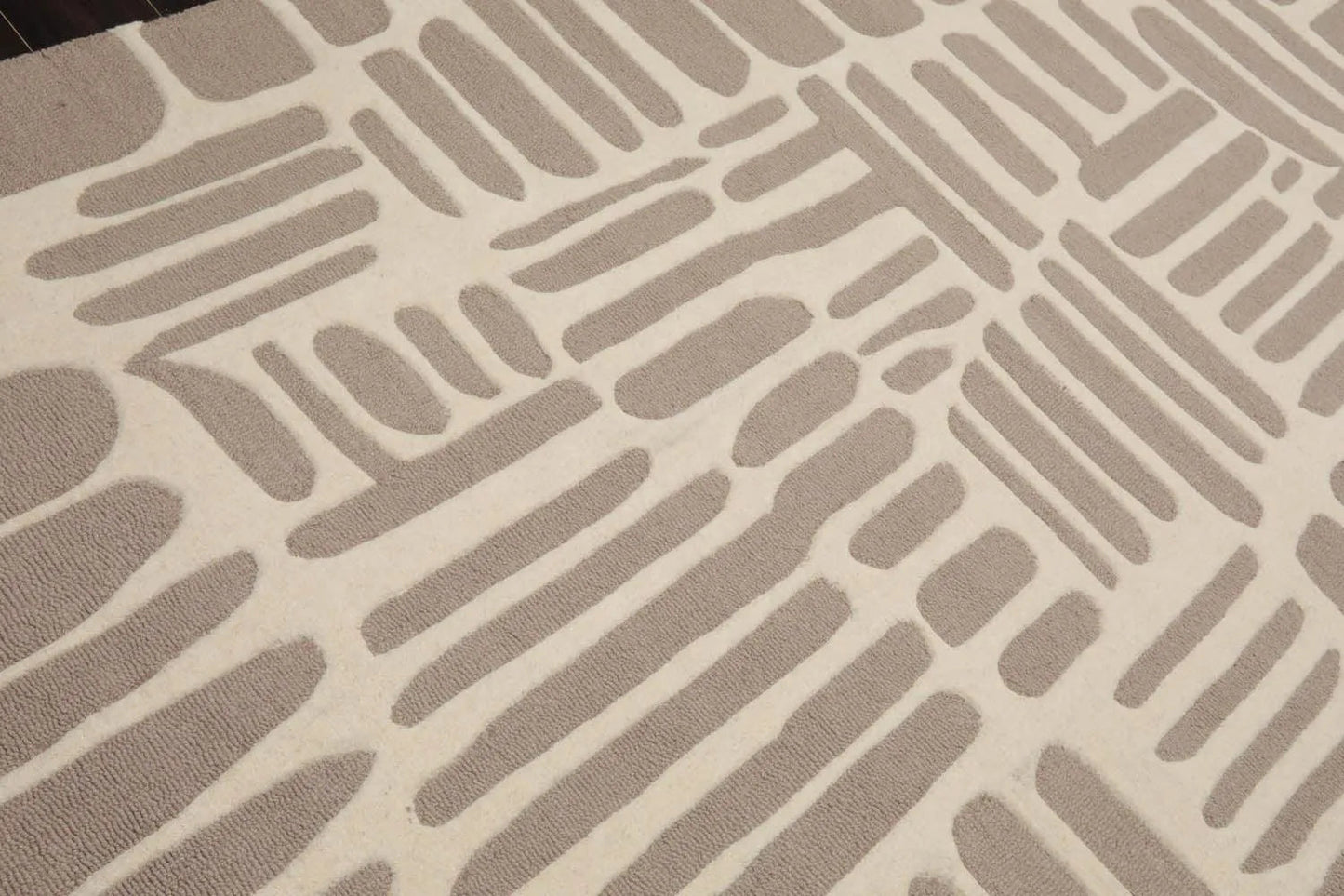 5' x8'' Hand Tufted Hand Made 100% Wool Designer Modern & Contemporary  Oriental Area Rug Taupe,Ivory Color-4