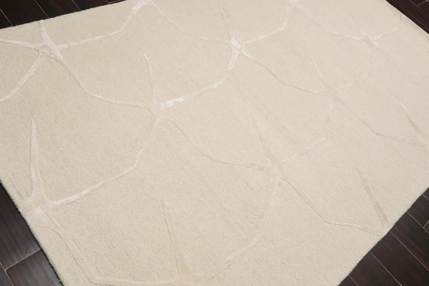 5' x8' Hand Tufted Hand Made Wool and Silk Designer Traditional  Oriental Area Rug Tone On Tone,Ivory Color-4