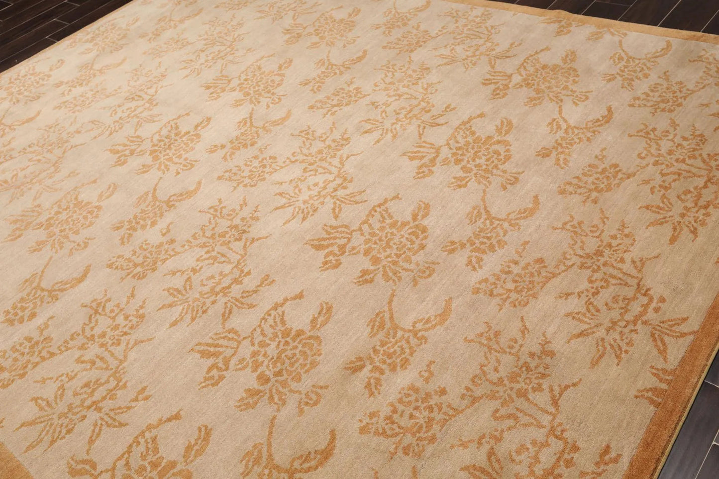 8'1'' x 10'5'' Hand Knotted Tibetan 100% Wool Floral Oriental Area Rug Taupe-2