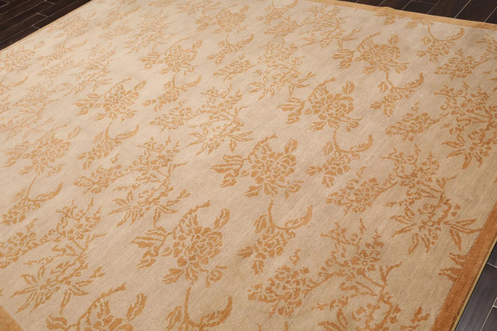 8'1'' x 10'5'' Hand Knotted Tibetan 100% Wool Floral Oriental Area Rug Taupe-2