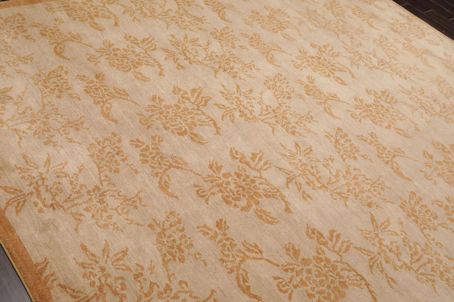 8'1'' x 10'5'' Hand Knotted Tibetan 100% Wool Floral Oriental Area Rug Taupe-3