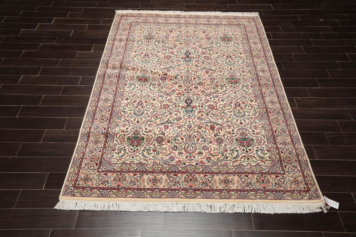 6'3" x 9'1" Hand Knotted 100% Wool Nain 16/18 Pak Persian 300 KPSI Area Rug Cream-2