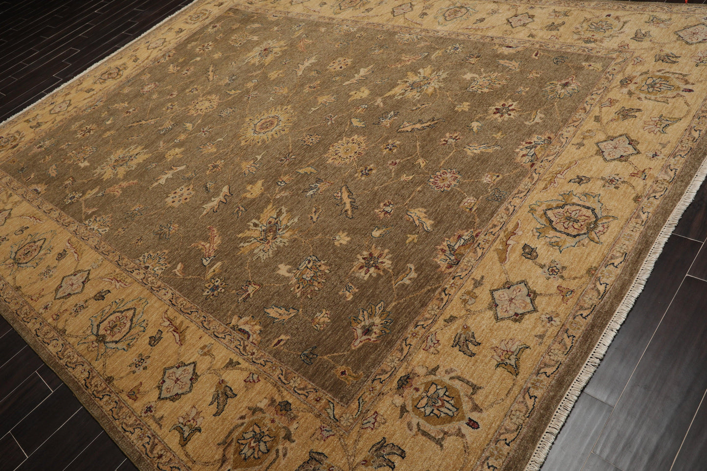 9' x 11'8" Hand Knotted 100% Wool Agra Vegetable Dyes Oriental Area Rug Moss-2
