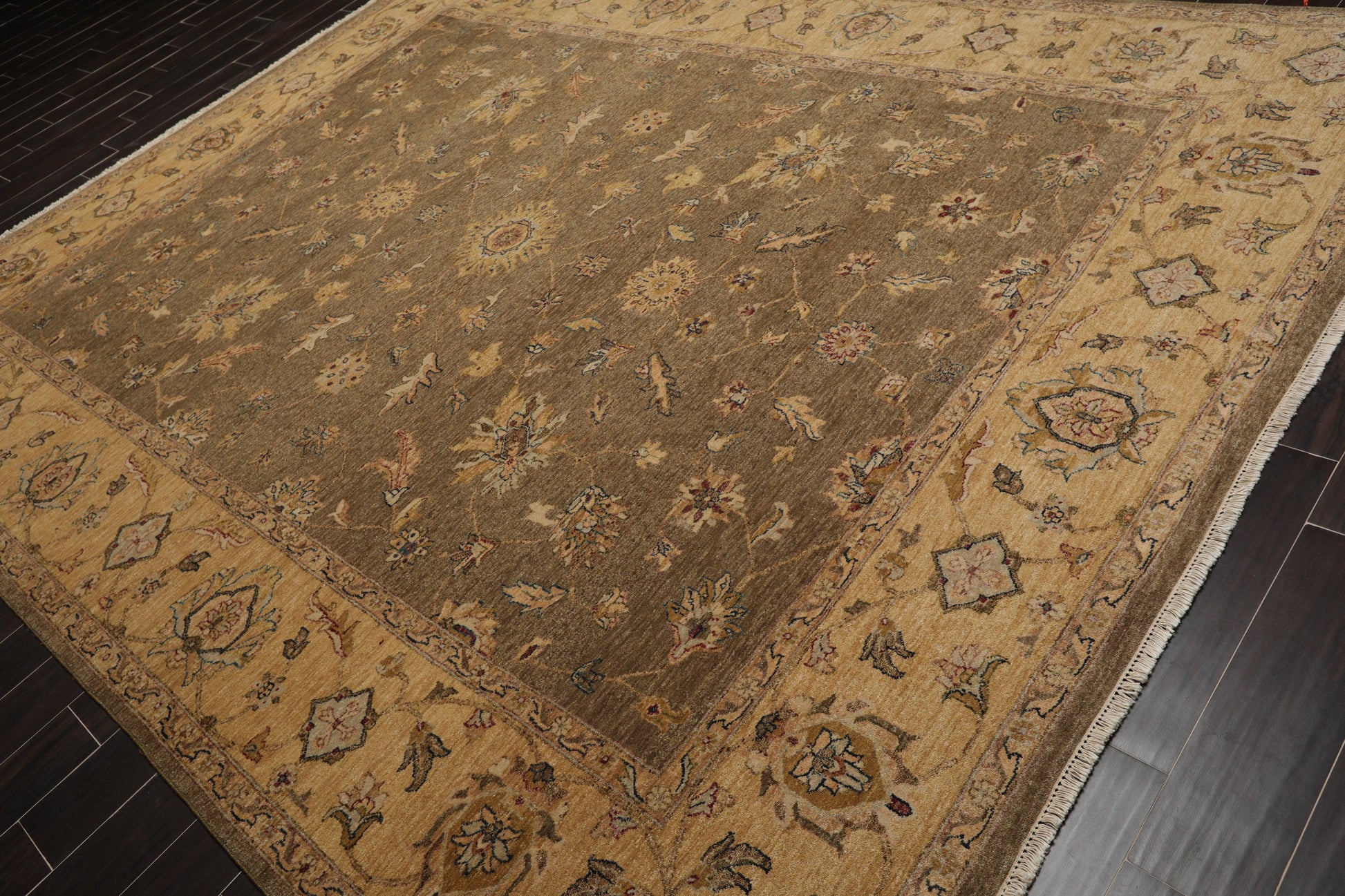 9' x 11'8" Hand Knotted 100% Wool Agra Vegetable Dyes Oriental Area Rug Moss-2