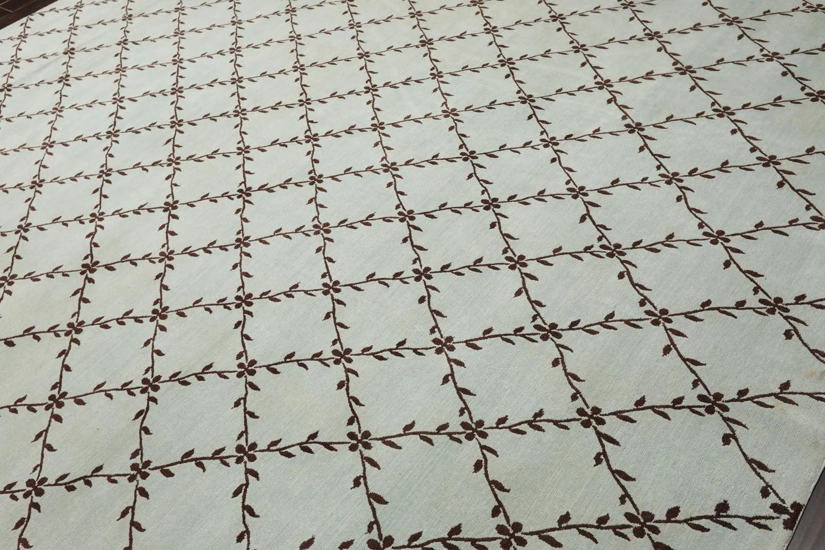 9' x 11'10'' Hand Knotted Tibetan 100% Wool Trellis Oriental Area Rug Sea Foam-2