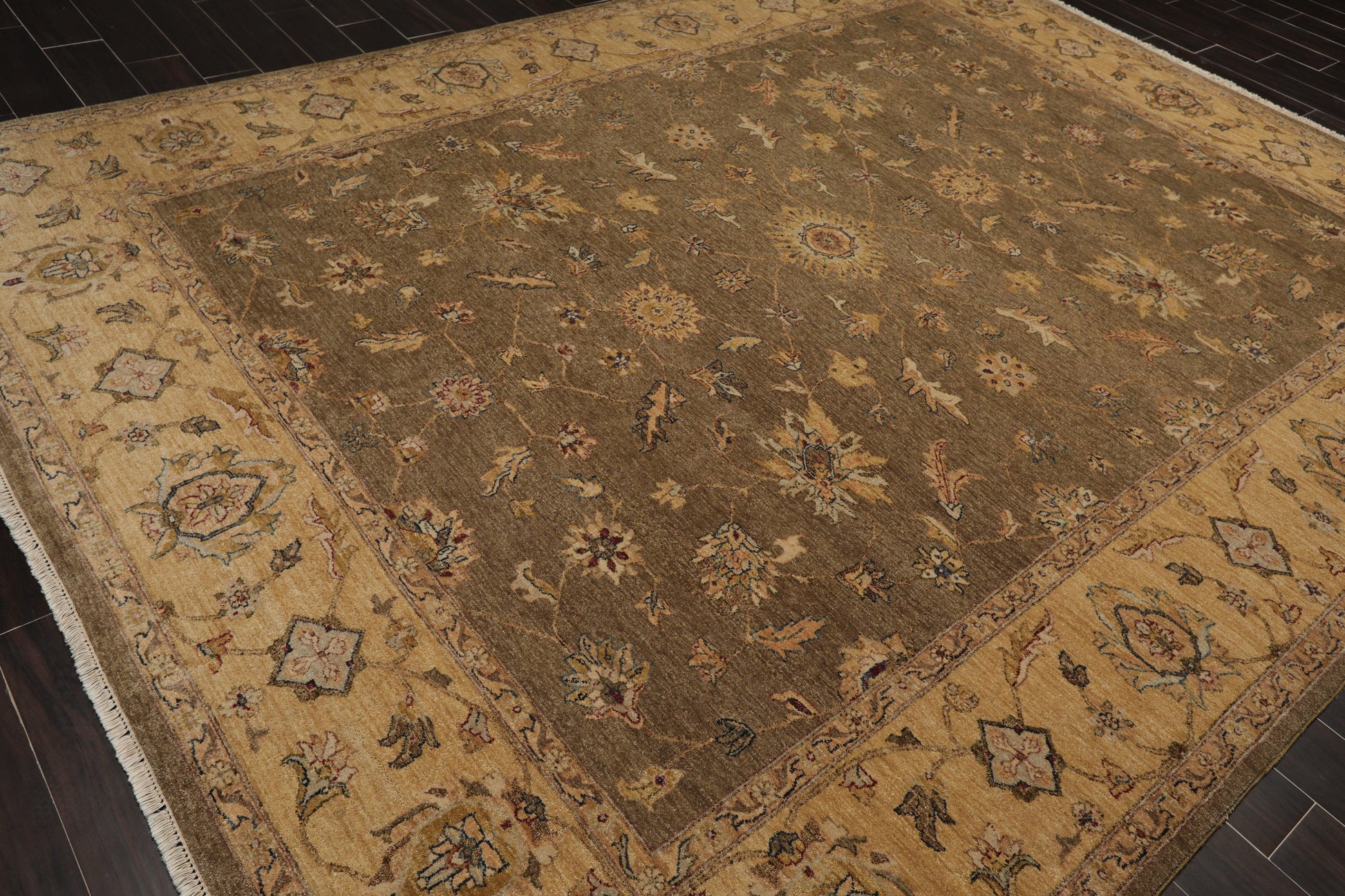 9' x 11'8" Hand Knotted 100% Wool Agra Vegetable Dyes Oriental Area Rug Moss-3