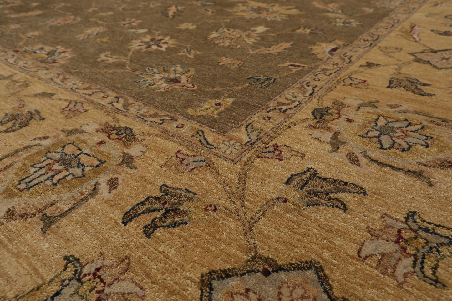 9' x 11'8" Hand Knotted 100% Wool Agra Vegetable Dyes Oriental Area Rug Moss-4