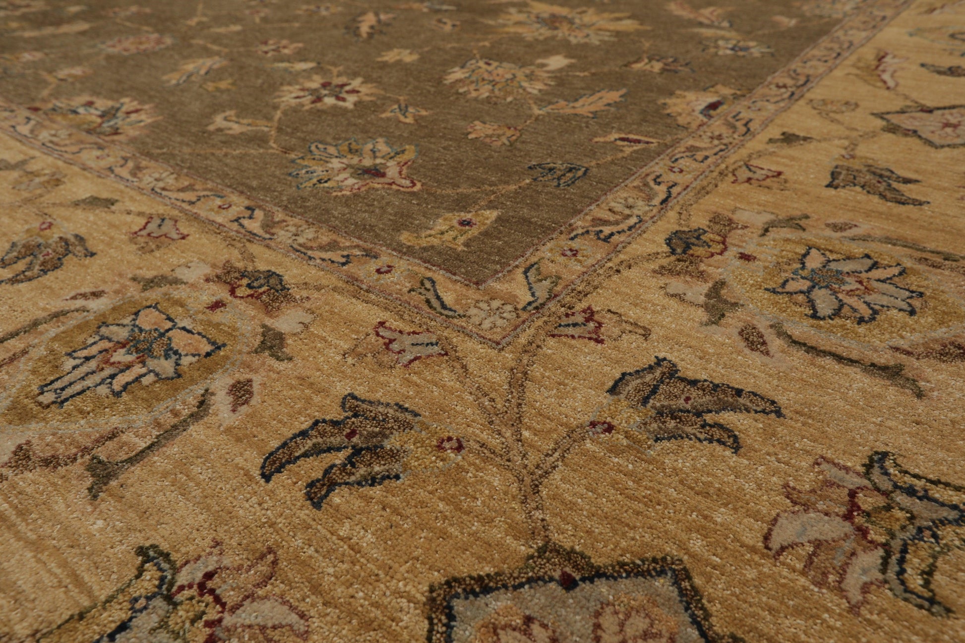 9' x 11'8" Hand Knotted 100% Wool Agra Vegetable Dyes Oriental Area Rug Moss-4