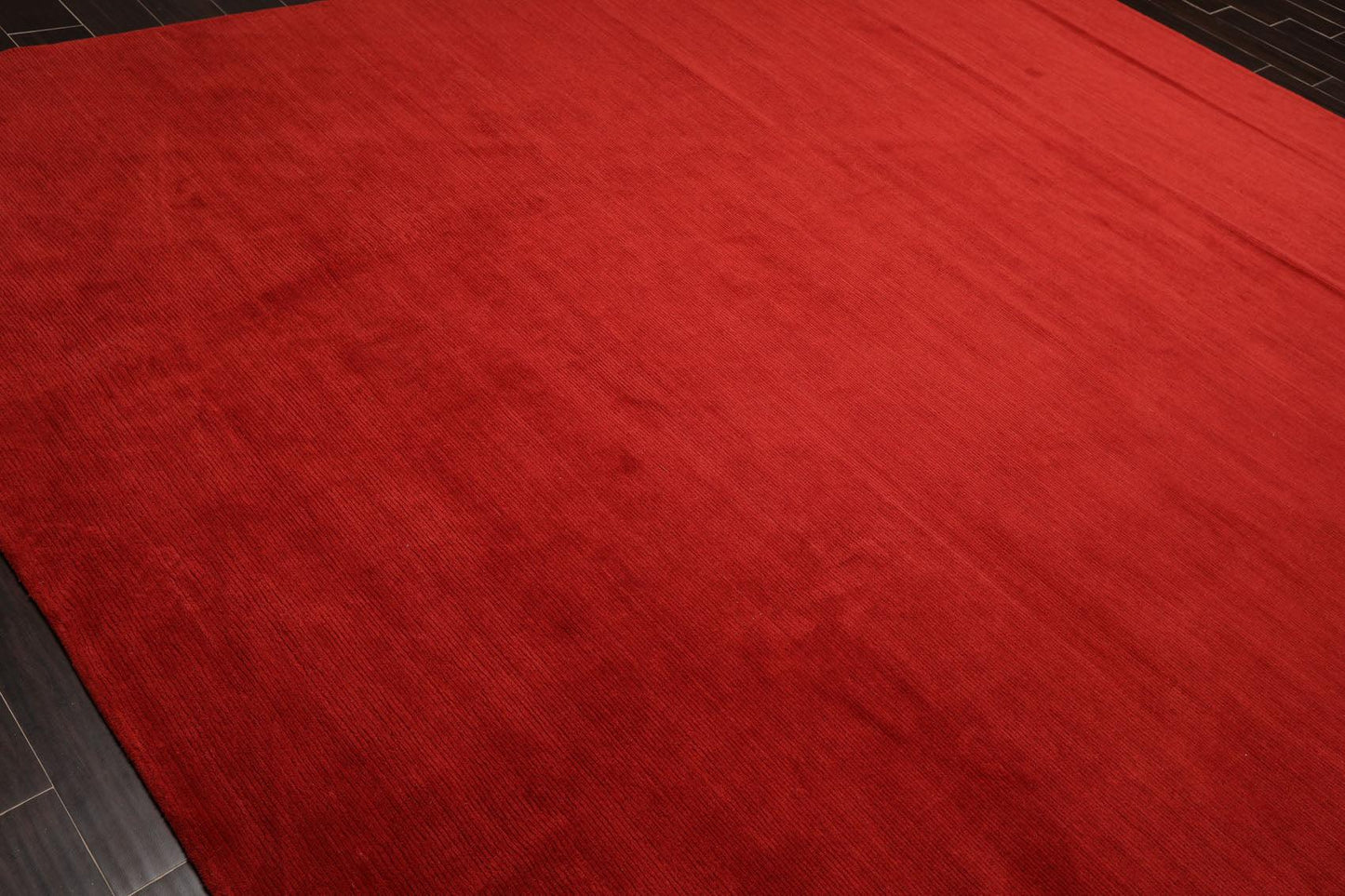 9'1" x 11'11" Hand Knotted Tibetan Wool Ribbed Designer Oriental Area Rug Red-3