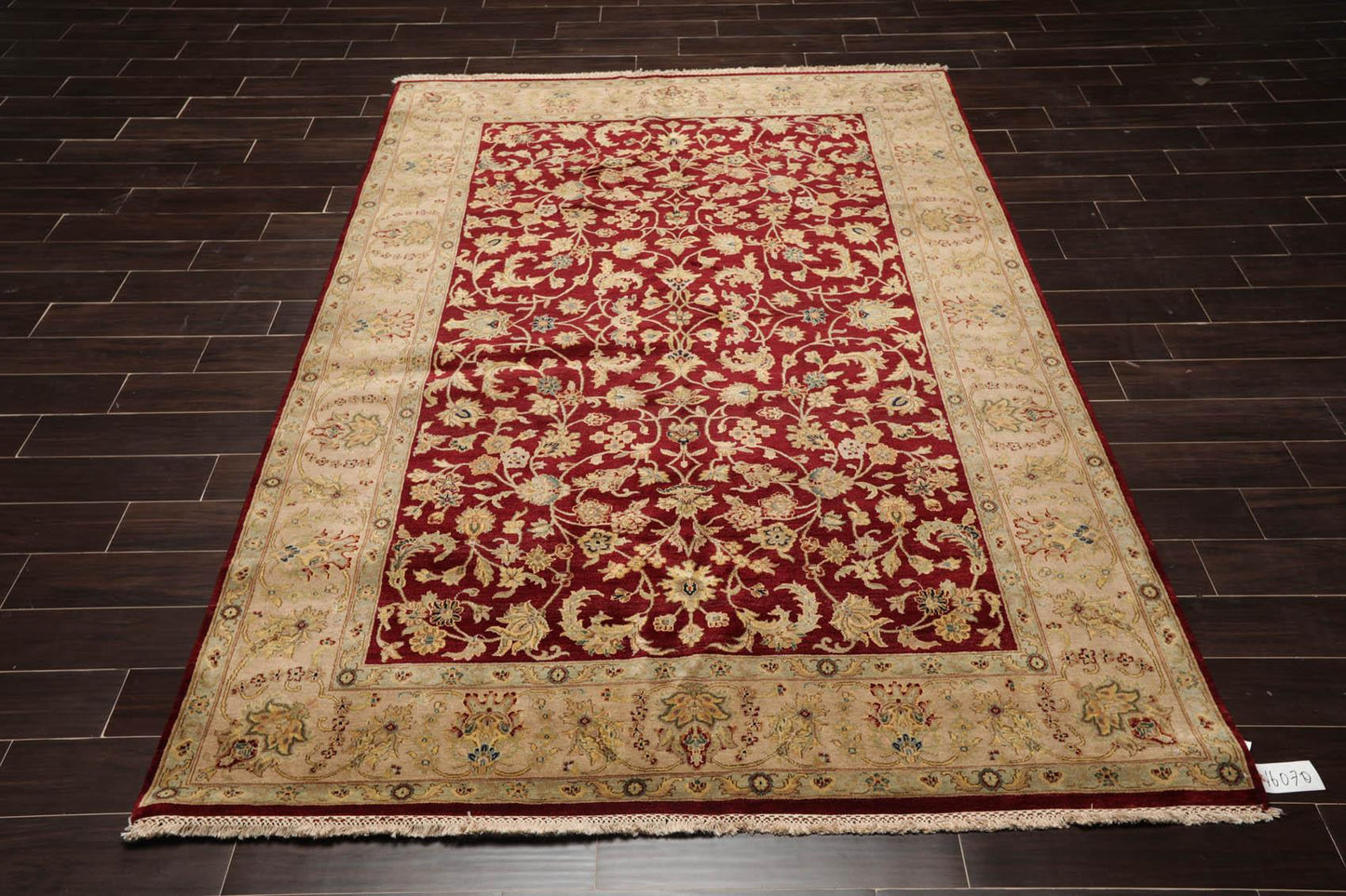 6'3" x 9'2" Hand Knotted 100% Wool Traditional Agra Oriental Area Rug Wine-1