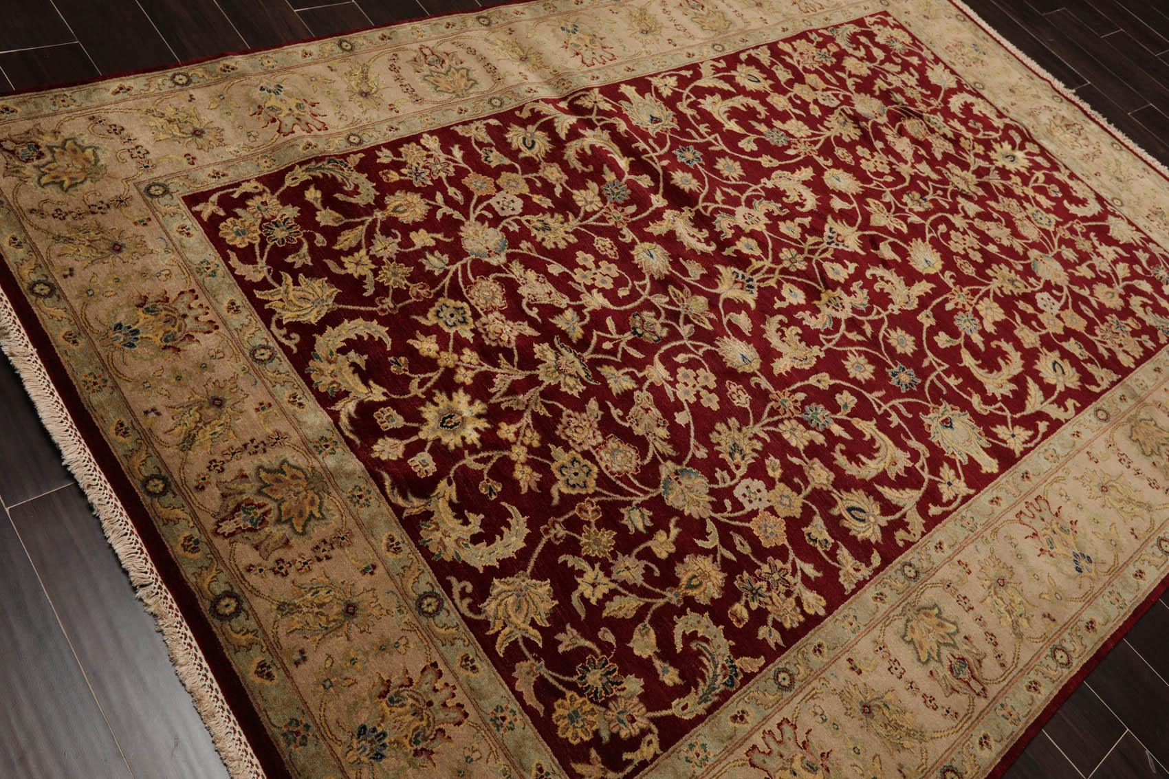 6'3" x 9'2" Hand Knotted 100% Wool Traditional Agra Oriental Area Rug Wine-3